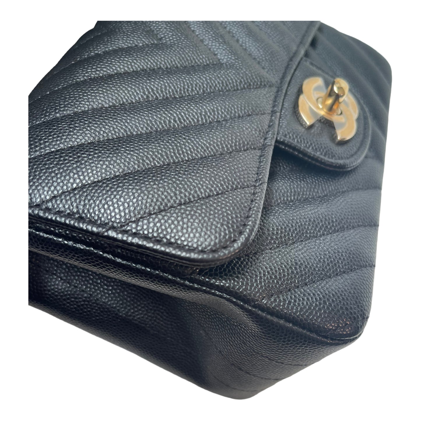 Chanel Mini Square Chevron Caviar 18B