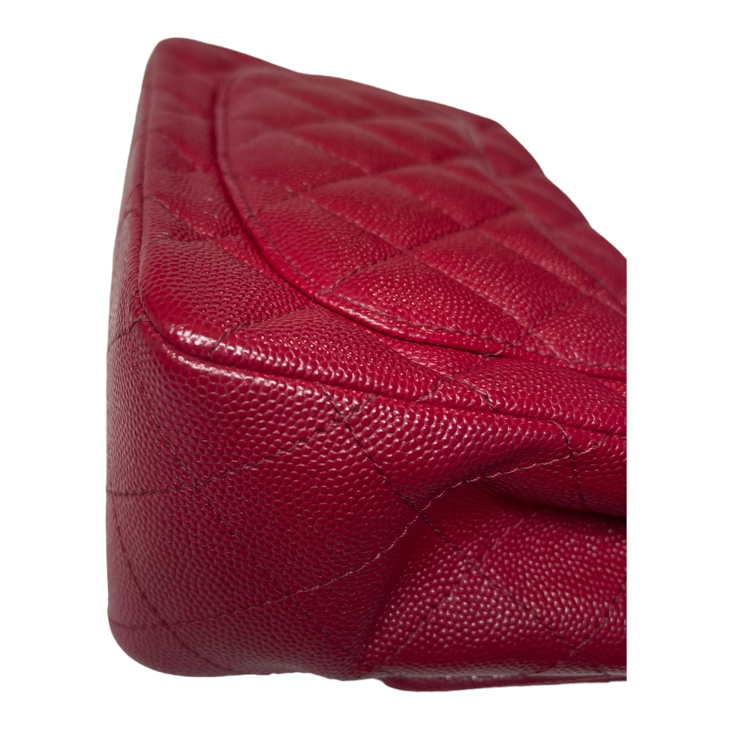 Chanel Quilted Mini Square Flap Red Caviar Silver Hardware 17B