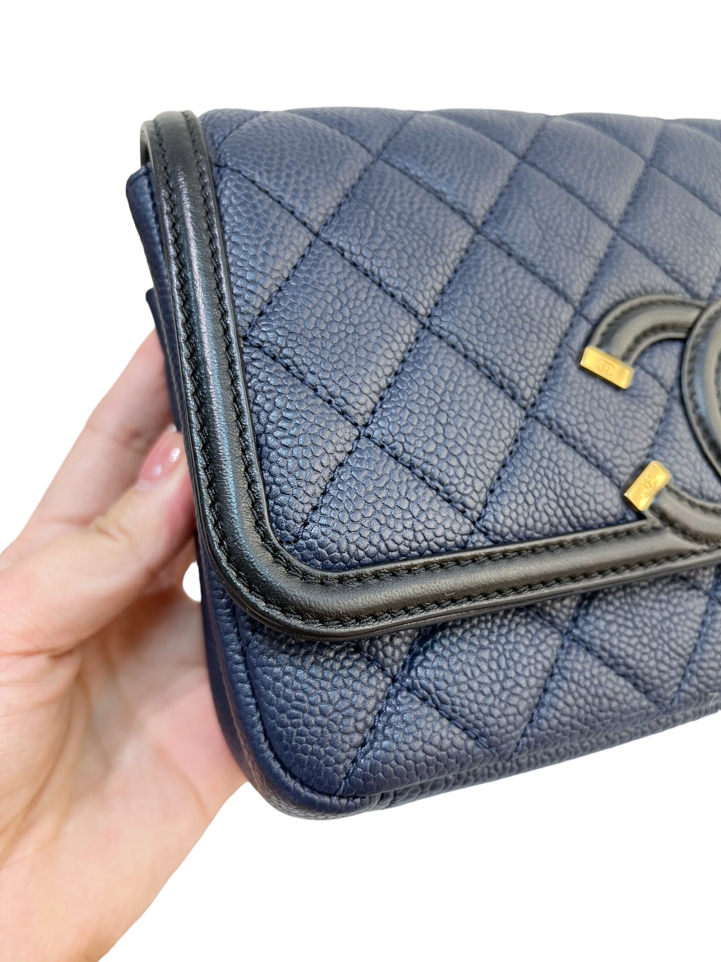 2017 Chanel Filigree Bag Blue Black In Small Size