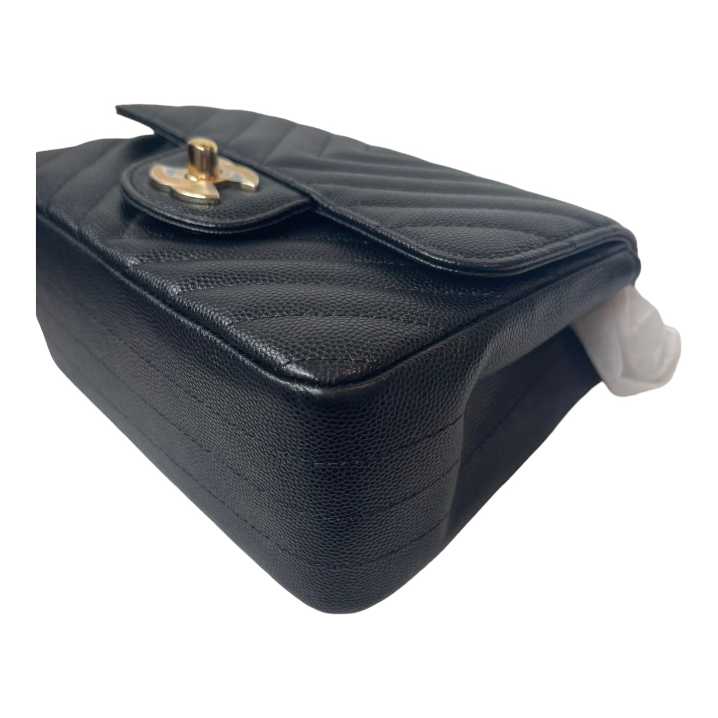 Chanel Mini Square Chevron Caviar 18B