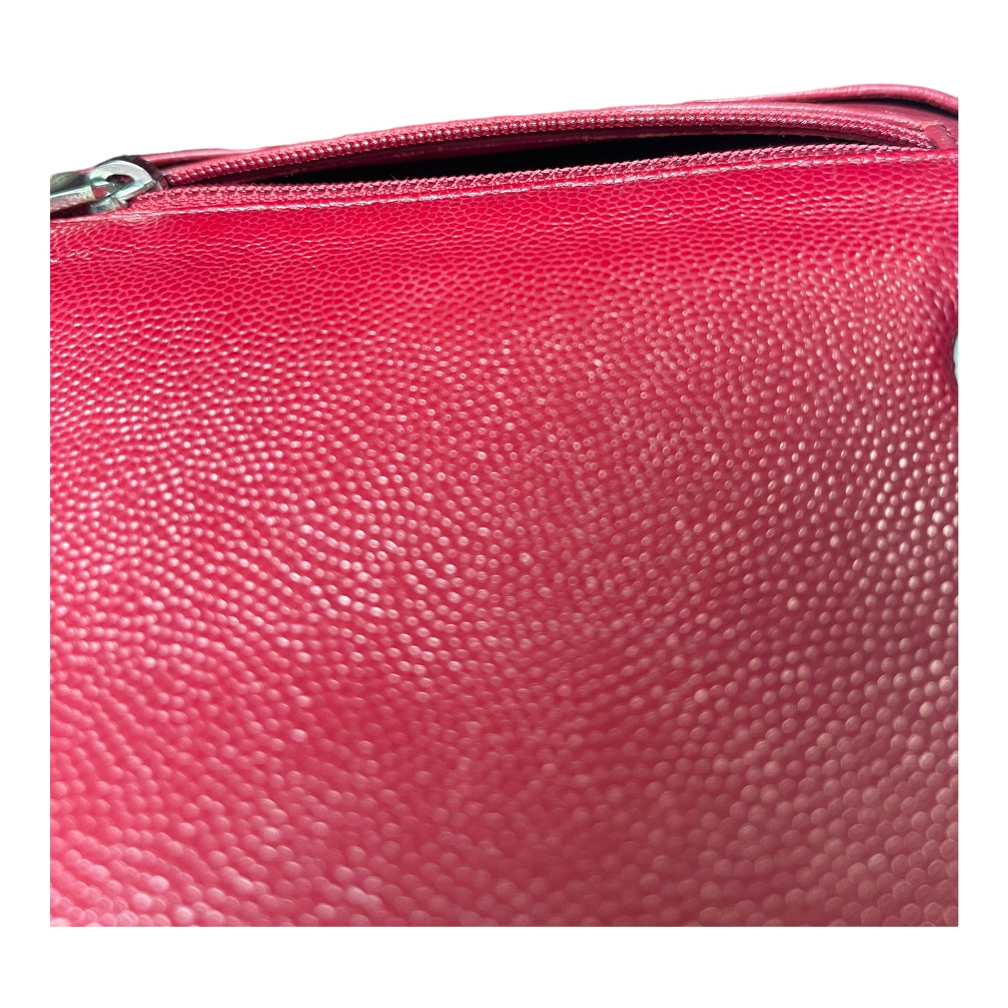 Chanel Quilted Mini Square Flap Red Caviar Silver Hardware 17B