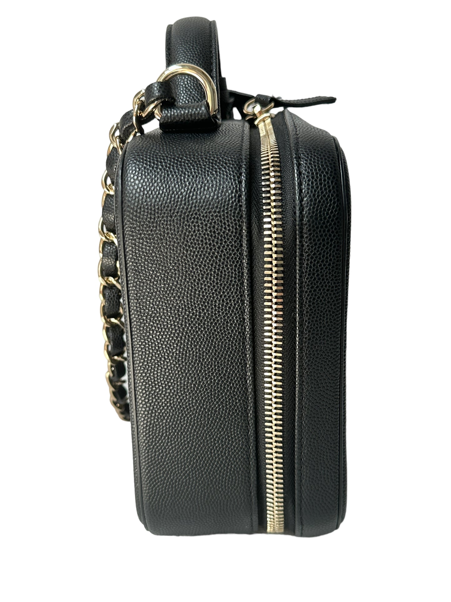 Chanel Quilted Medium CC Filigree Vanity Case Black Caviar Gold Hardware