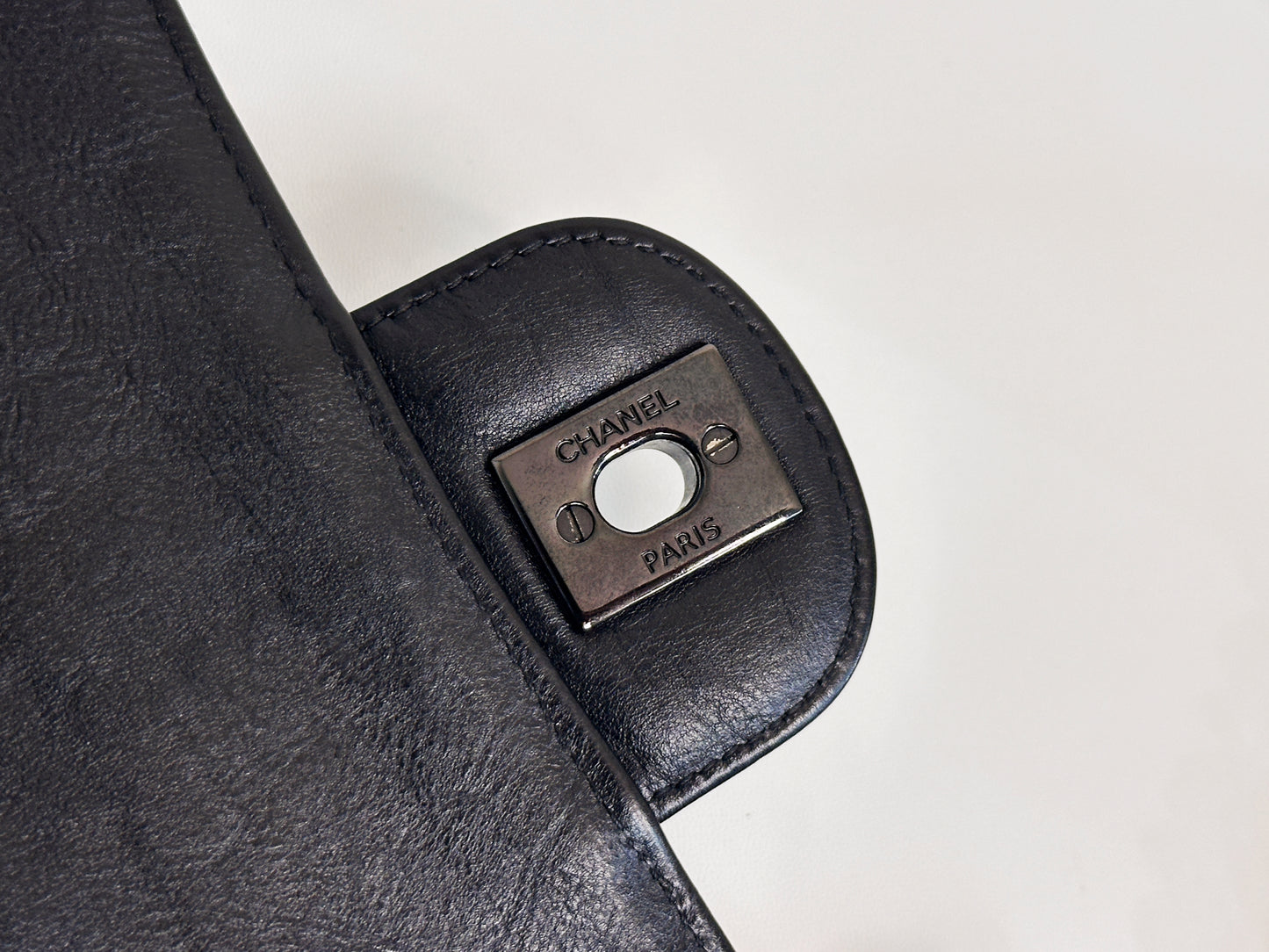 Chanel Quilted Mini Rectangular Flap So Black Crumpled Calfskin Bag 2400 holo card