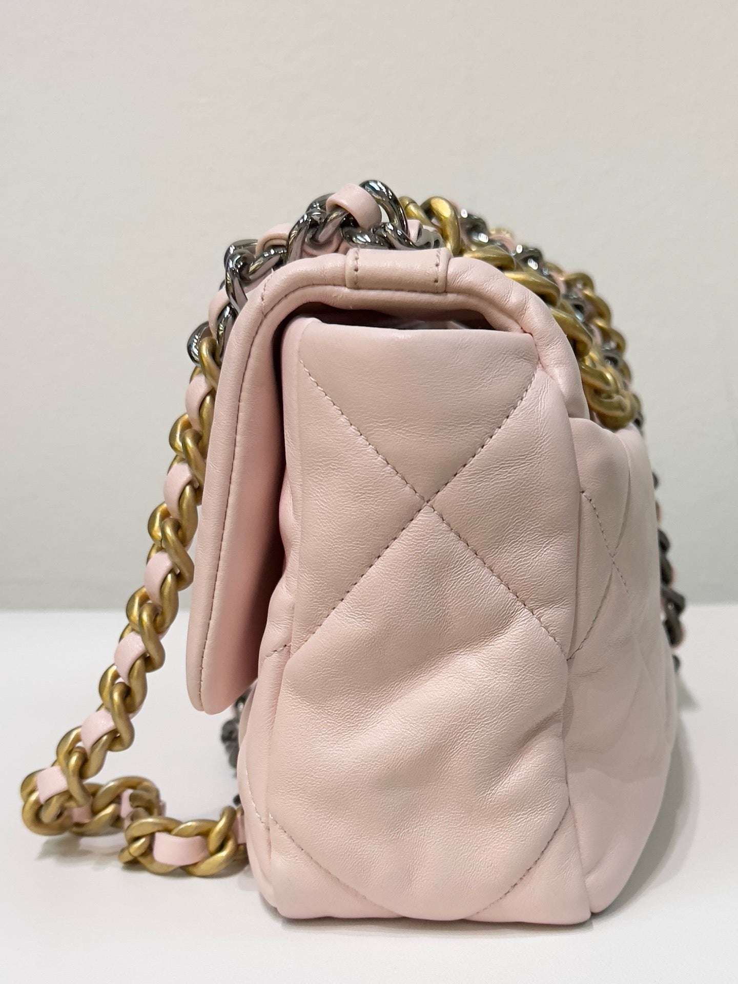 Chanel Medium Calfskin Quilted Chanel 19 Flap Light Pink