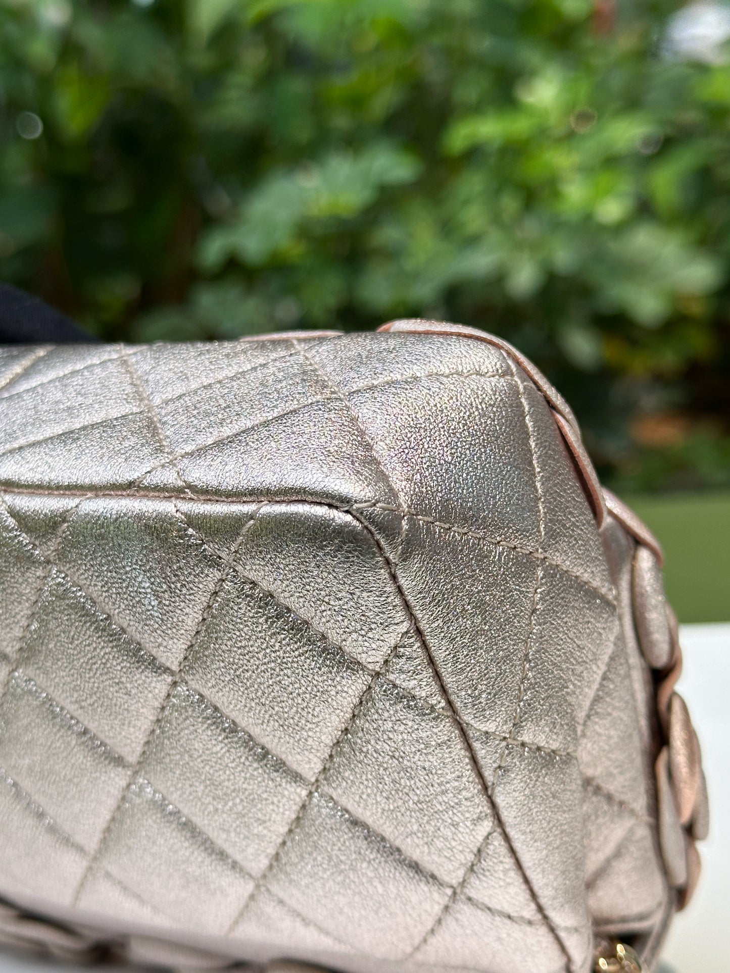 Chanel Camellia Mini Metallic Rose Gold/Pink Lambskin Gold Hardware 2078 holo card