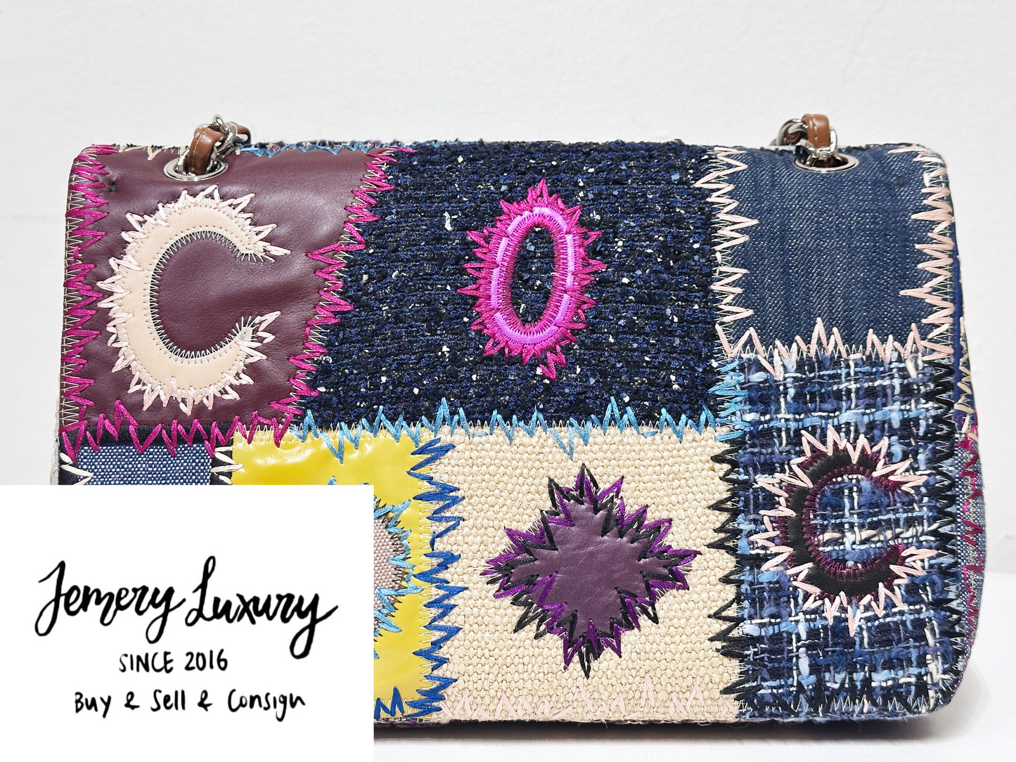 CHANEL TIMELESS PATCHWORK MULTICOLOR JUMBO SINGLE FLAP BAG 1630 holo card