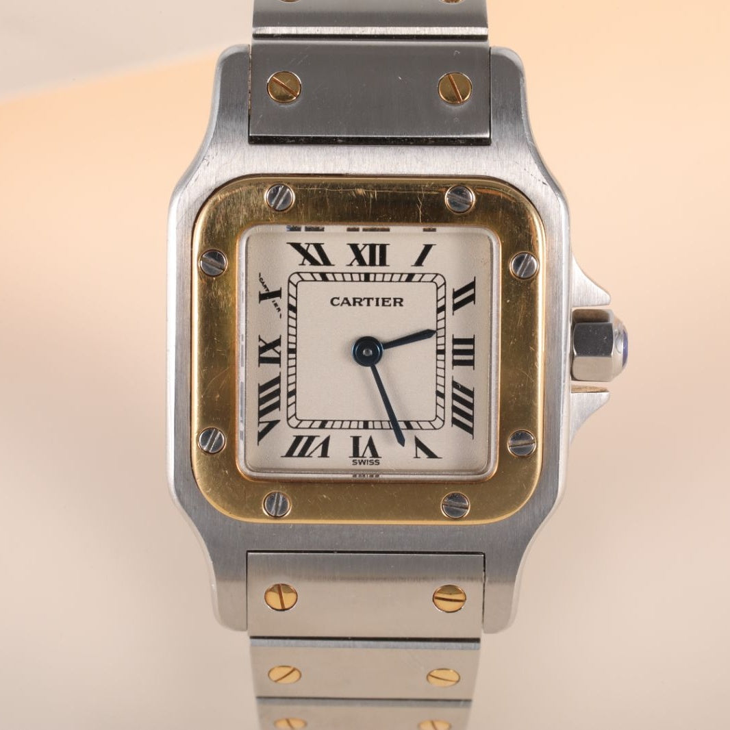 PRE-OWNED CARTIER
SANTOS GALBEE YELLOW GOLD AND STAINLESS STEEL QUARTZ