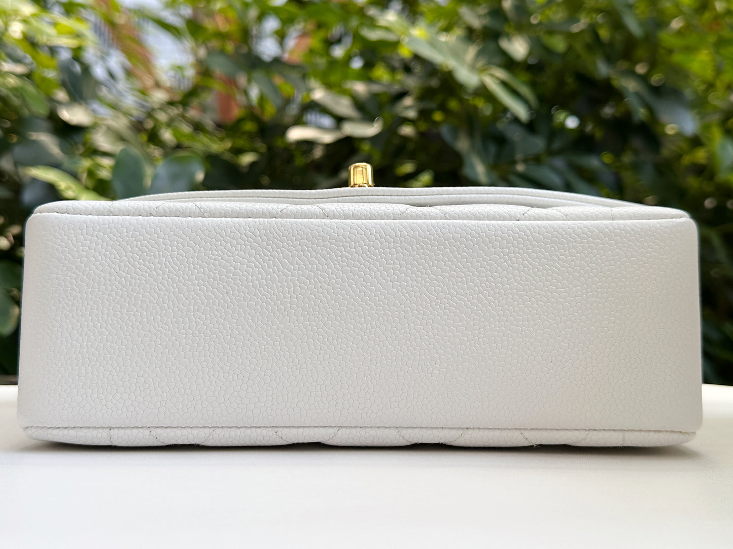 Chanel Vintage Quilted Diana Flap Bag Caviar White 33 holo card