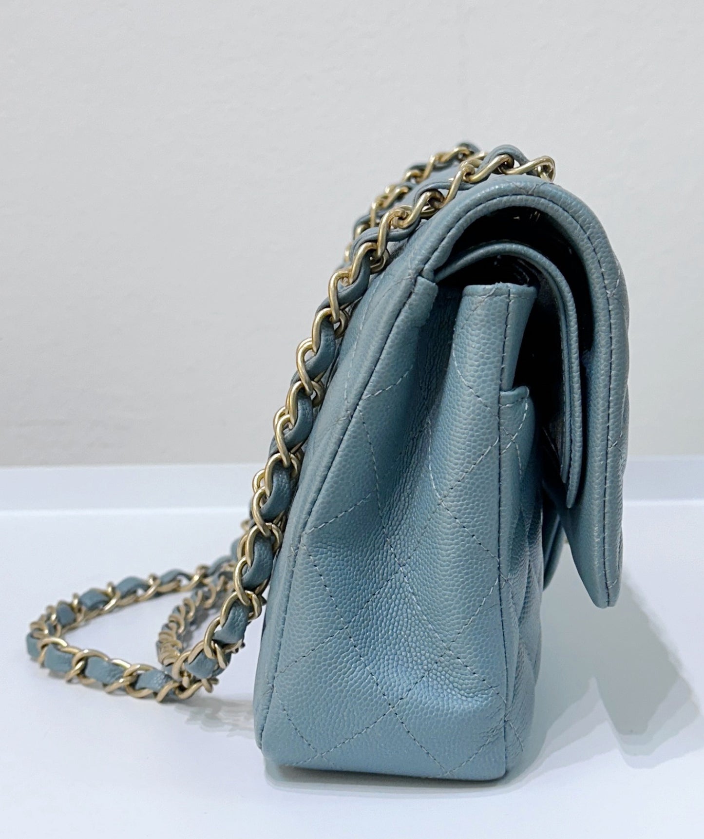 Chanel Medium Classic Sky Blue Bag 18C