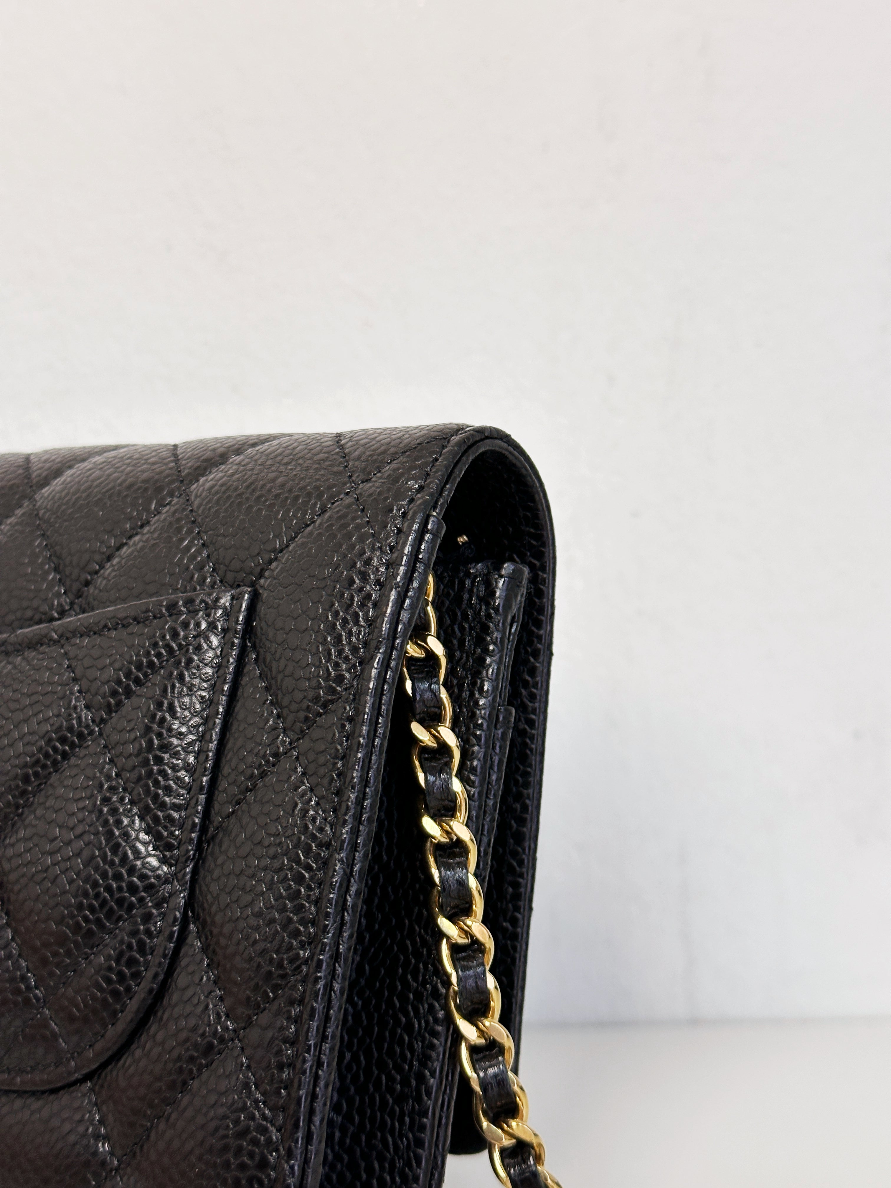 Chanel Classic Wallet on Chain Caviar Black GHW T876 microchip