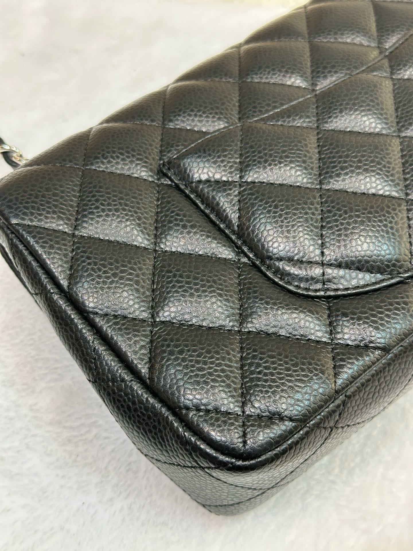 Chanel Caviar East West Flap Bag Black SHW 1186 holo card