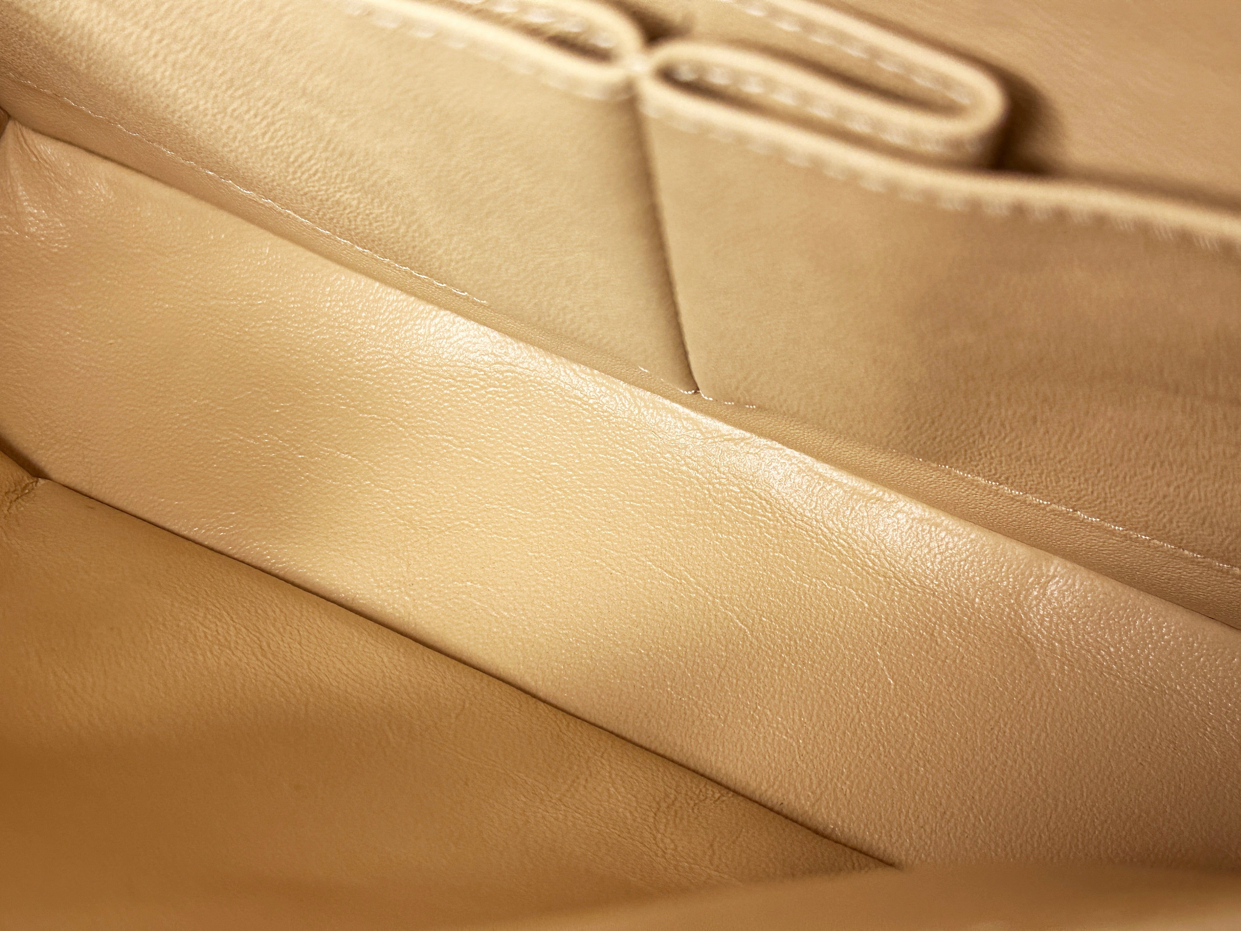 Chanel Medium Beige Classic Caviar Double Flap Bag GHW 2163 holo