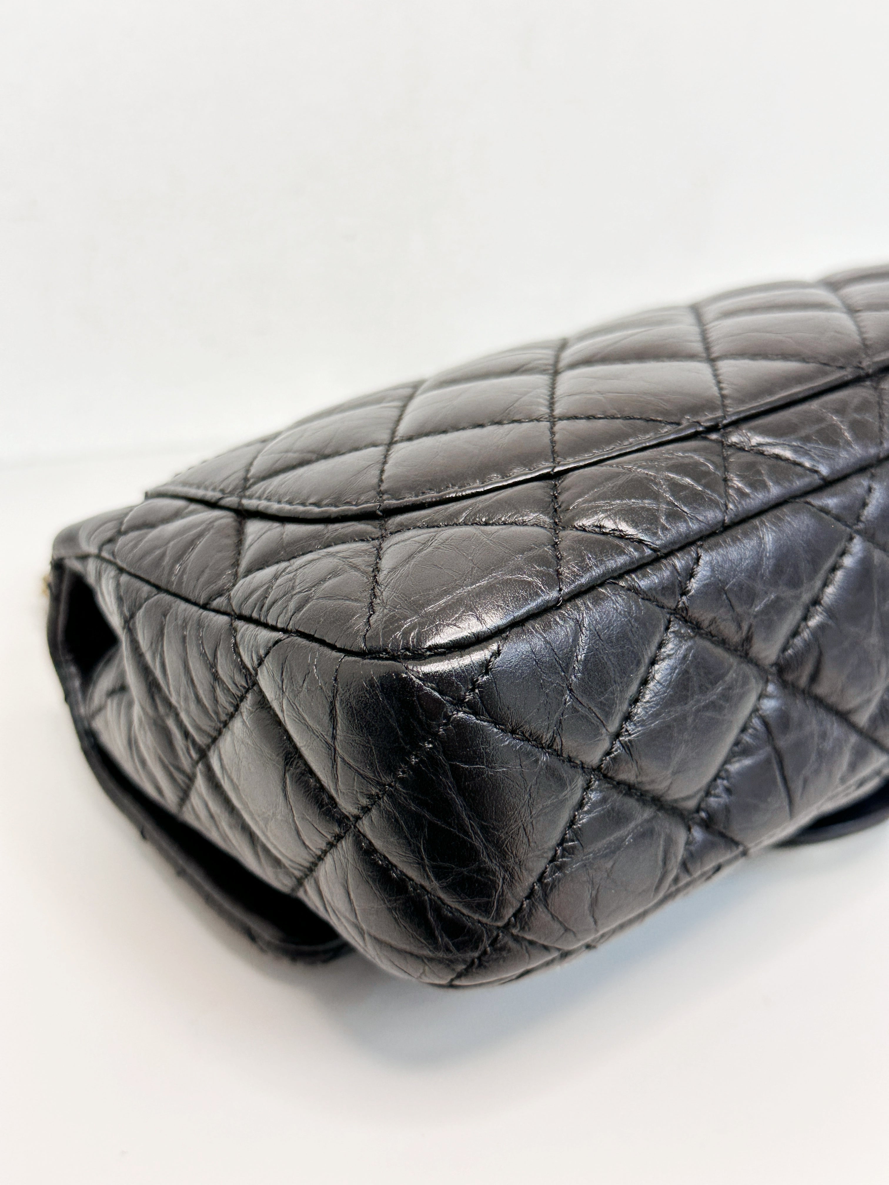 Chanel Mini Limited Edition Aged Calfskin Quilted Medallion Flap Black GHW 206 holo card