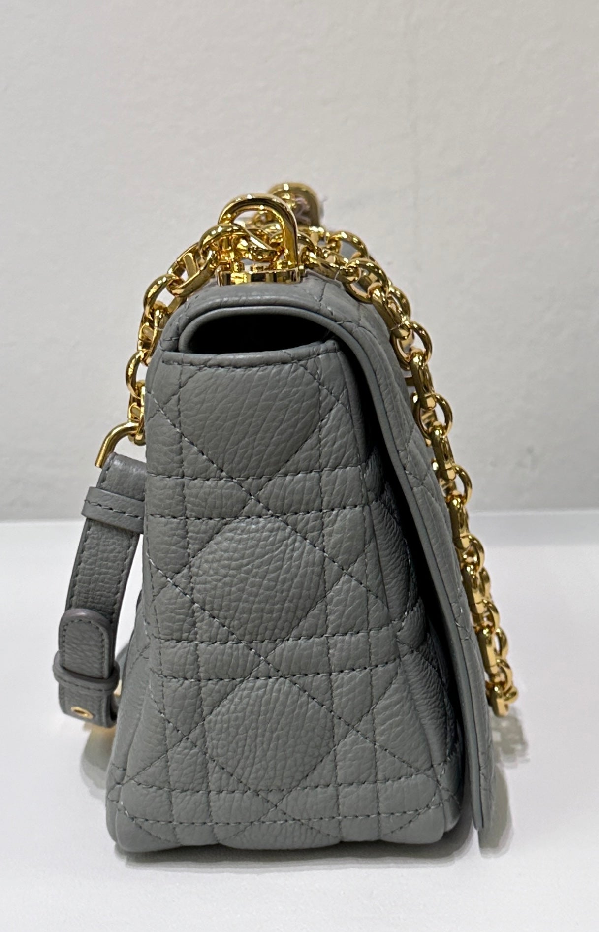 Medium Dior Caro Bag Stone Gray Supple Cannage Calfskin