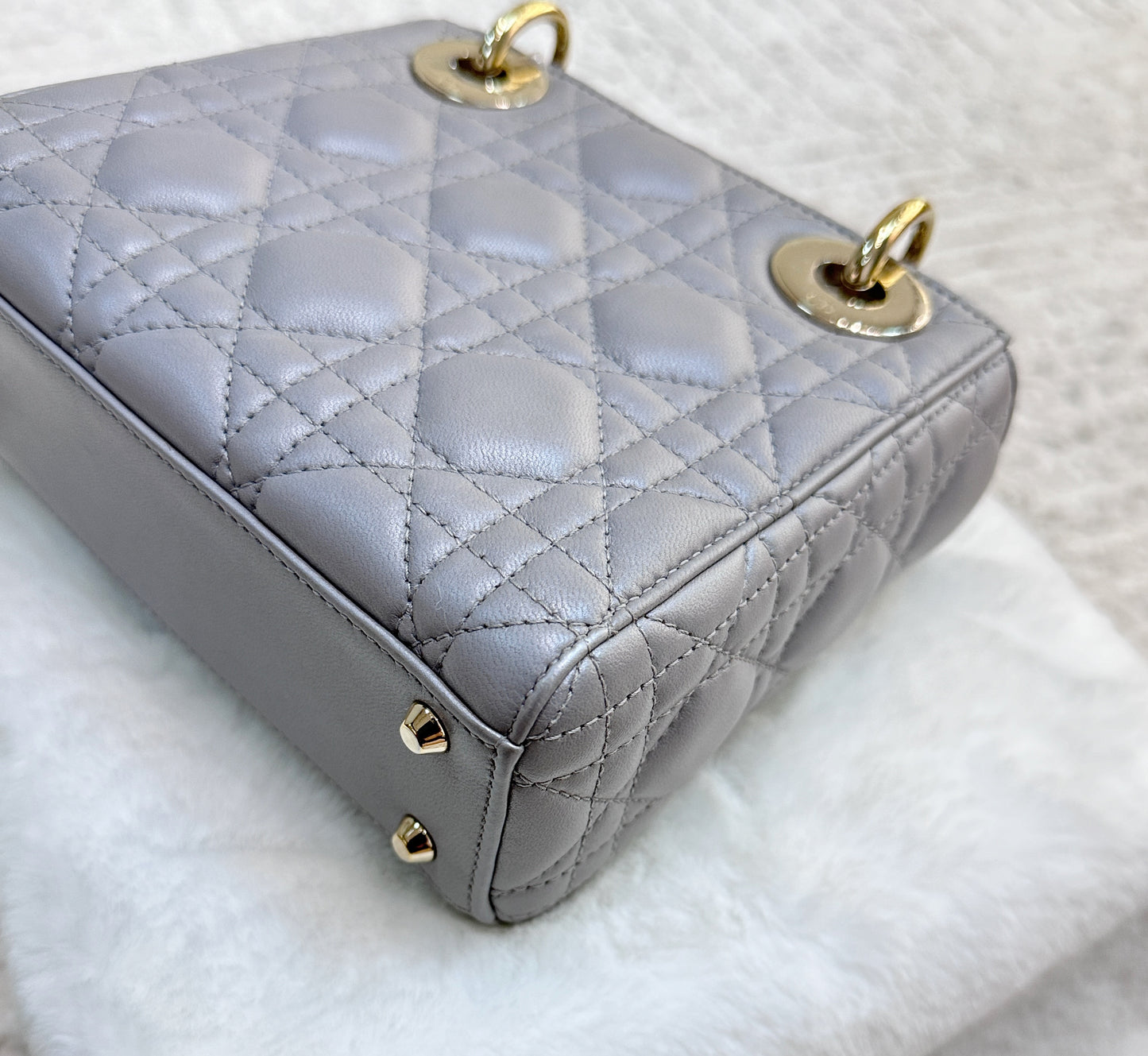 DIOR Mini Lady Dior Pearl Grey GHW