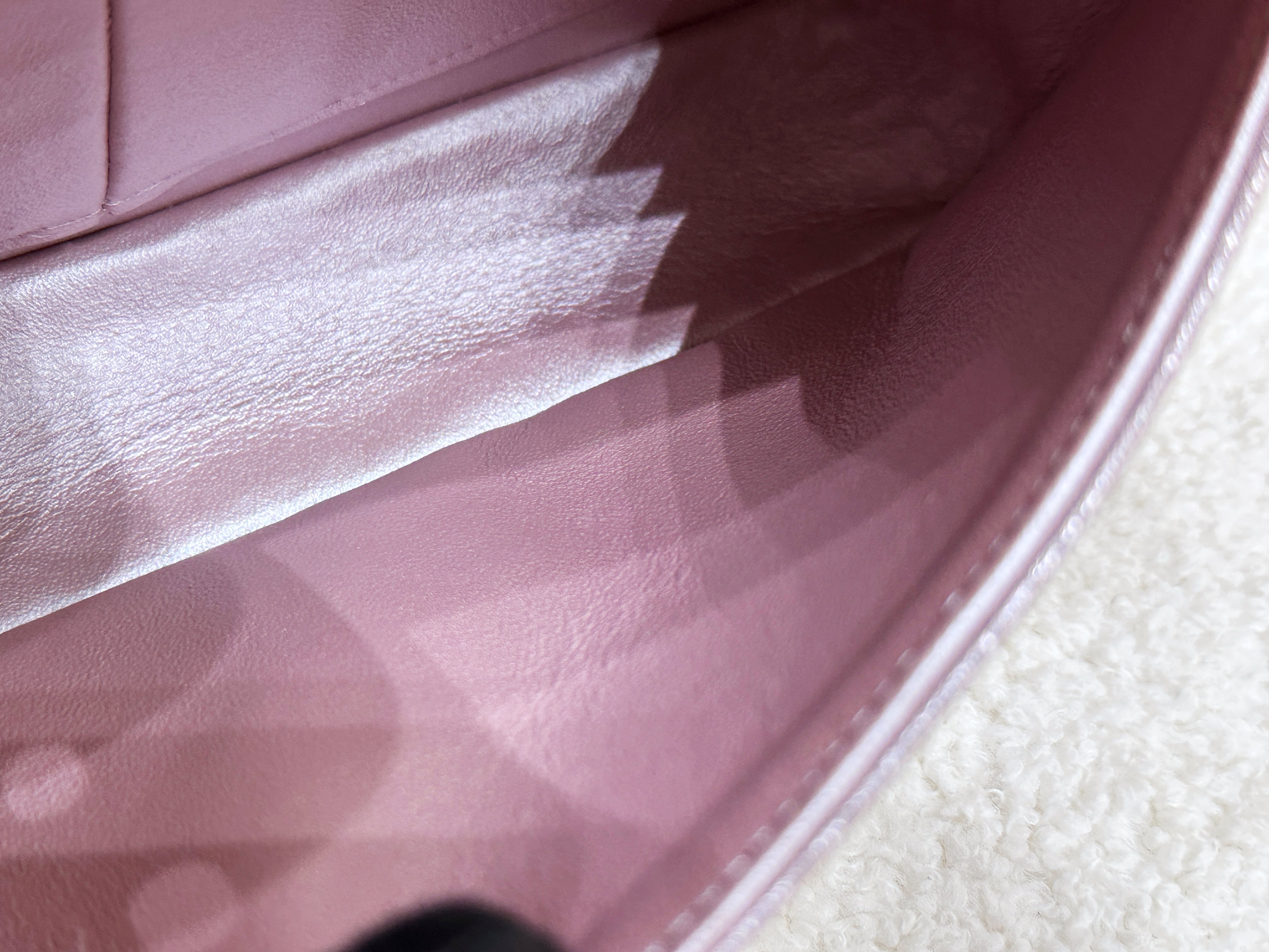 Chanel Classic Quilted Medium Double Flap Iridescent Pink (Calfskin)LGHW 1998 holo card