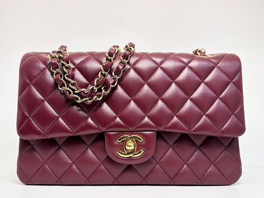 Chanel Classic Quilted Lambskin Medium Double Flap Bag Burgundy 2173 holo