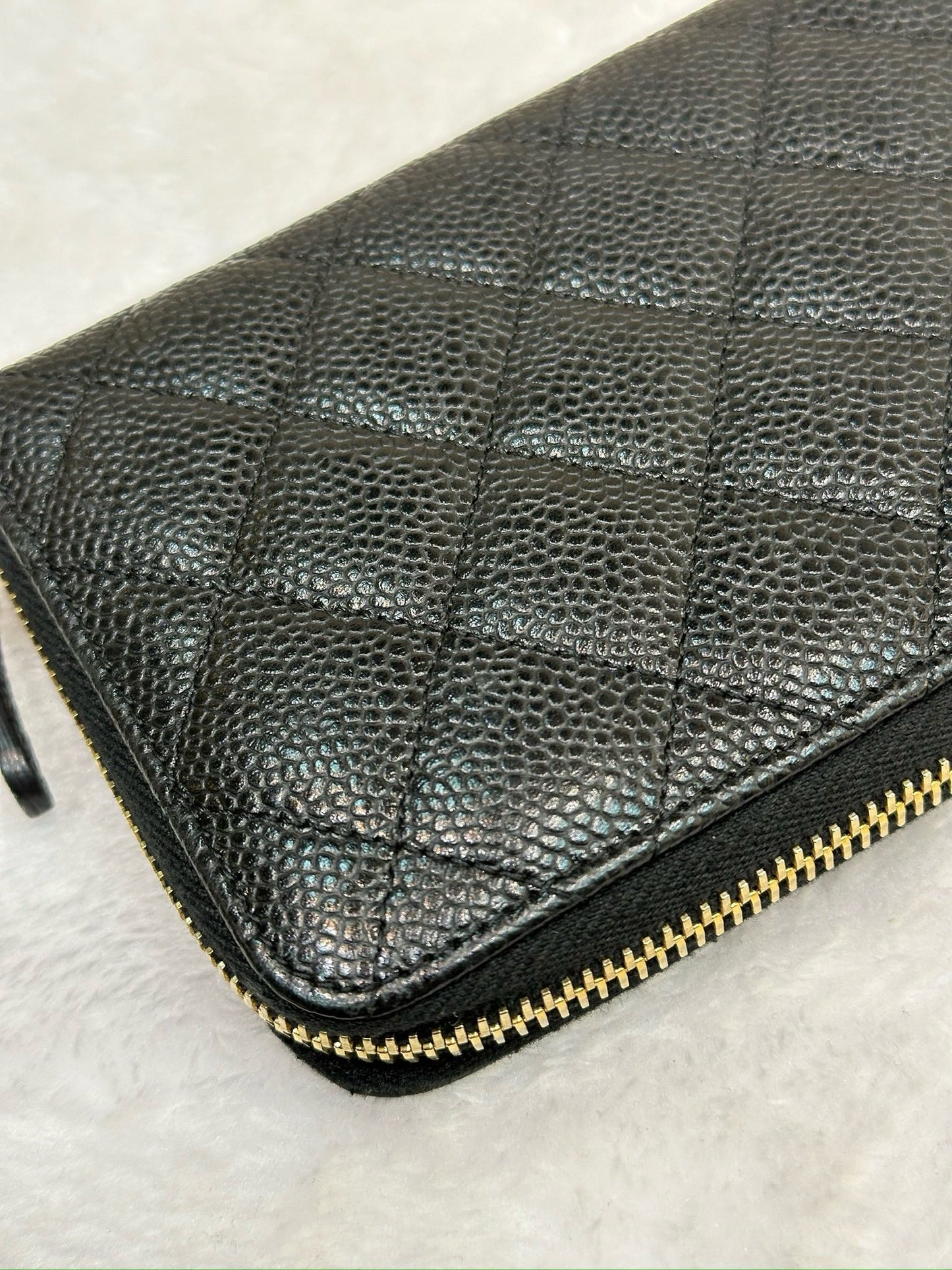 Chanel Caviar Long Zip Wallet Black GHW