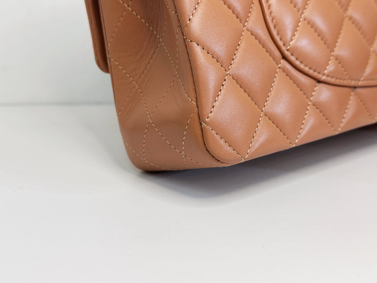 Chanel 21P Caramel Medium Lambskin Classic Double Flap Bag LGHW 3102 holo card