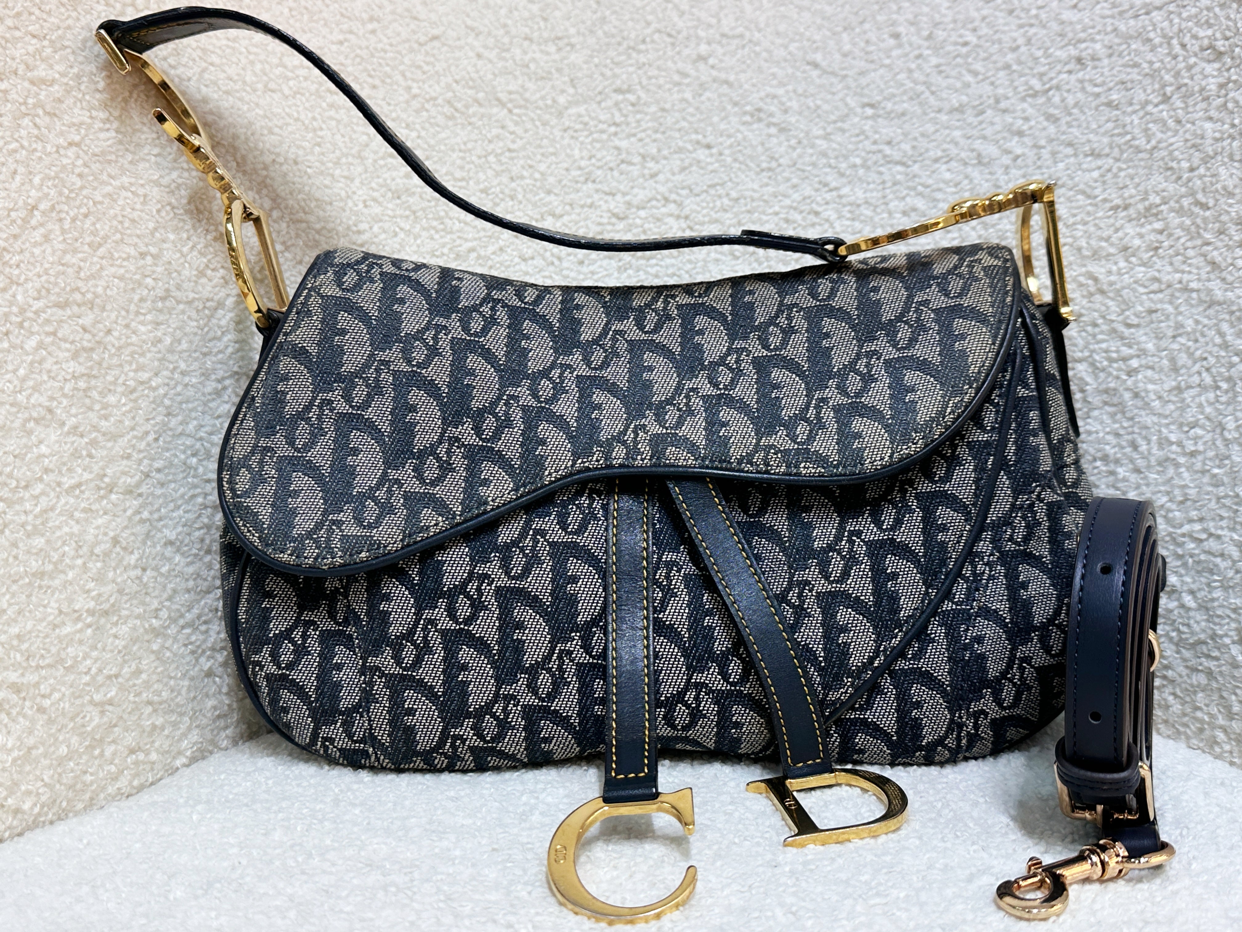 Christian Dior Double Saddle Canvas Navy blue 2001 year