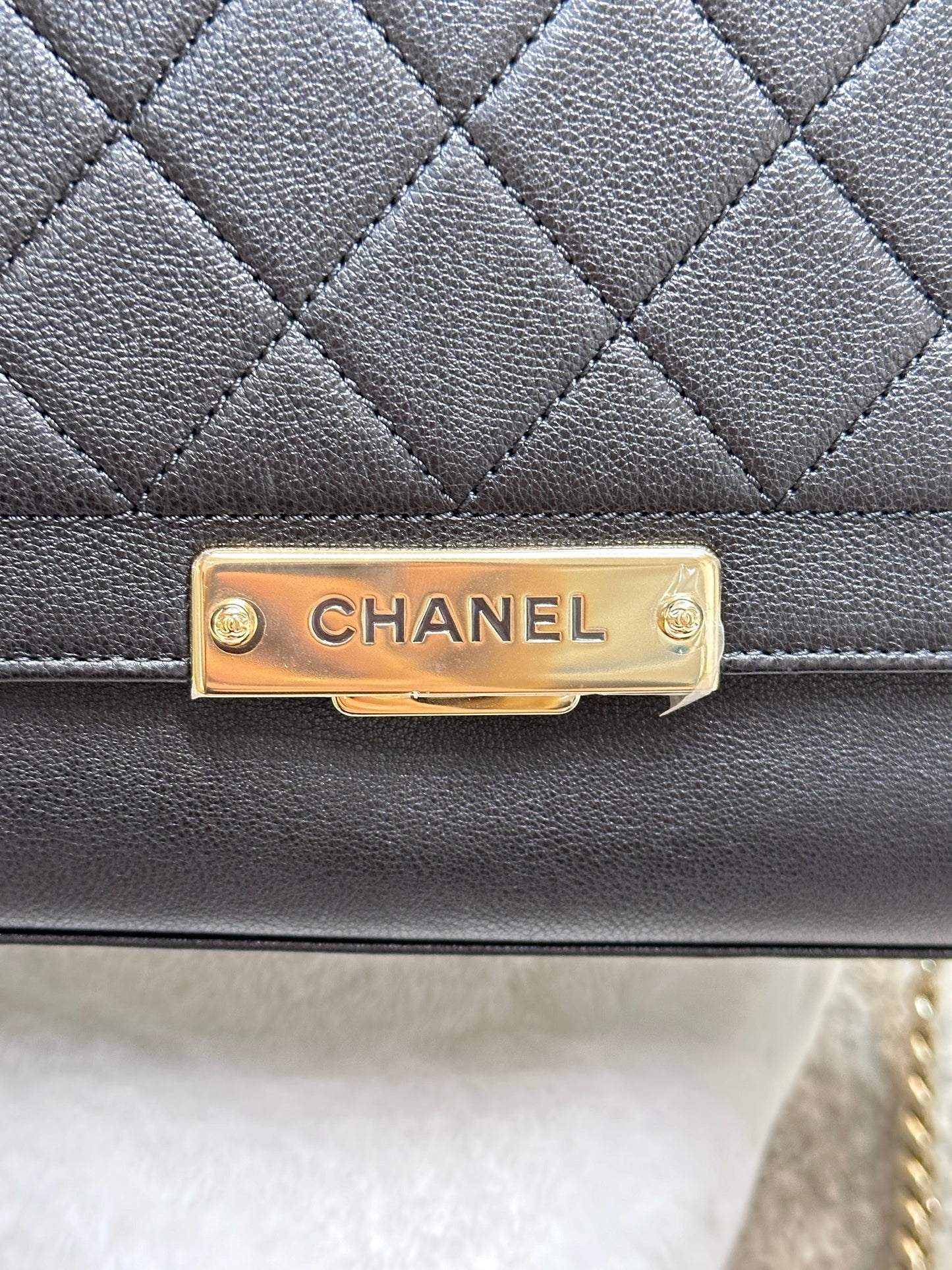 Chanel Black Leather Large Label Click Flap Bag