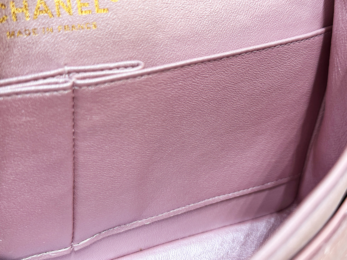 Chanel Classic Quilted Medium Double Flap Iridescent Pink (Calfskin)LGHW 1998 holo card