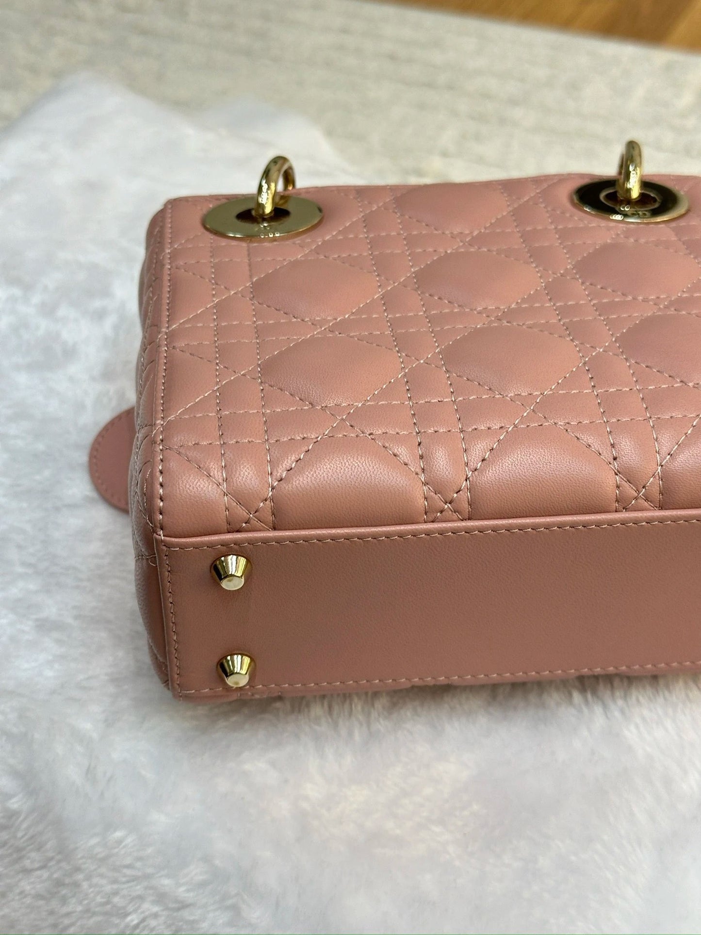 Christian Dior Mini Lambskin Cannage Lady Dior Pink GHW