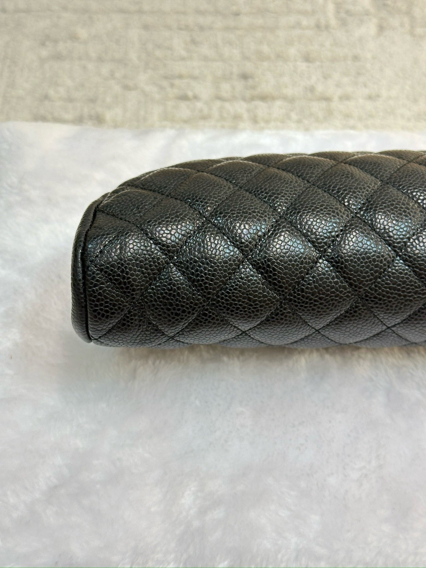 Chanel Quilted Timeless Kisslock Clutch Black Caviar SHW