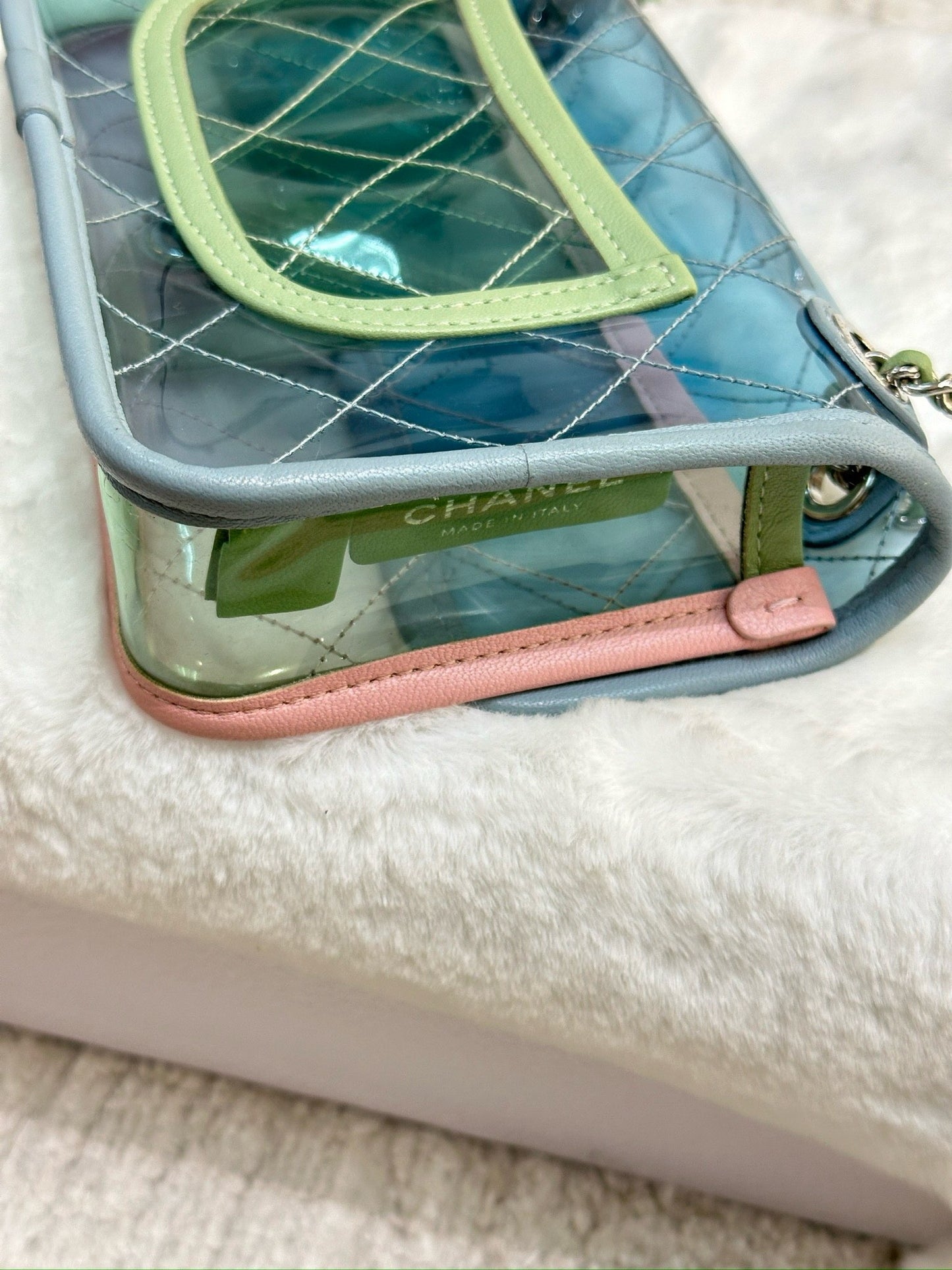 Chanel Mini Coco Splash PVC Flap Bag Blue/Green/Pink SHW