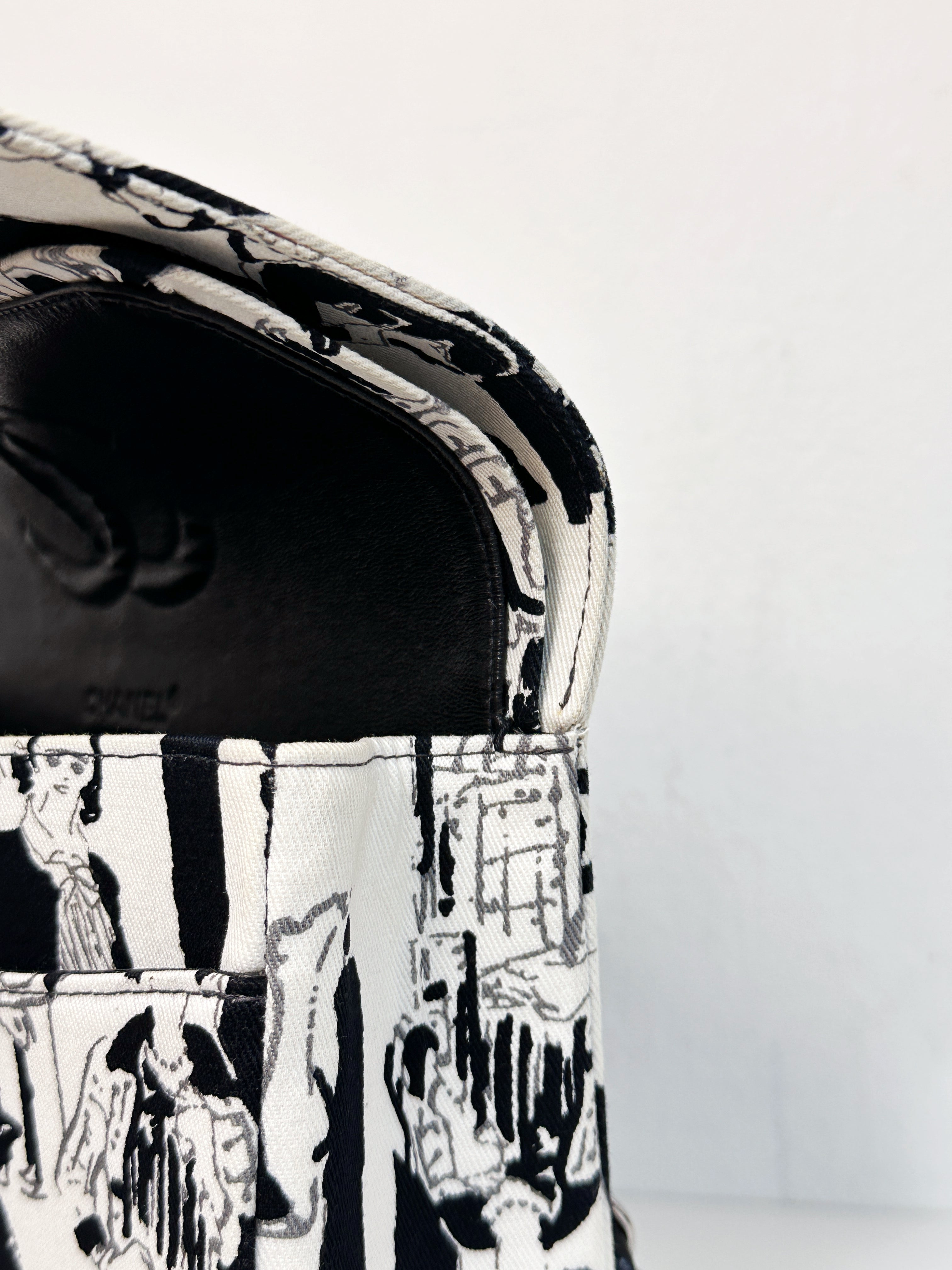 Chanel Canvas Coco Icons Medium Double Flap Bag Black White 827 holo card