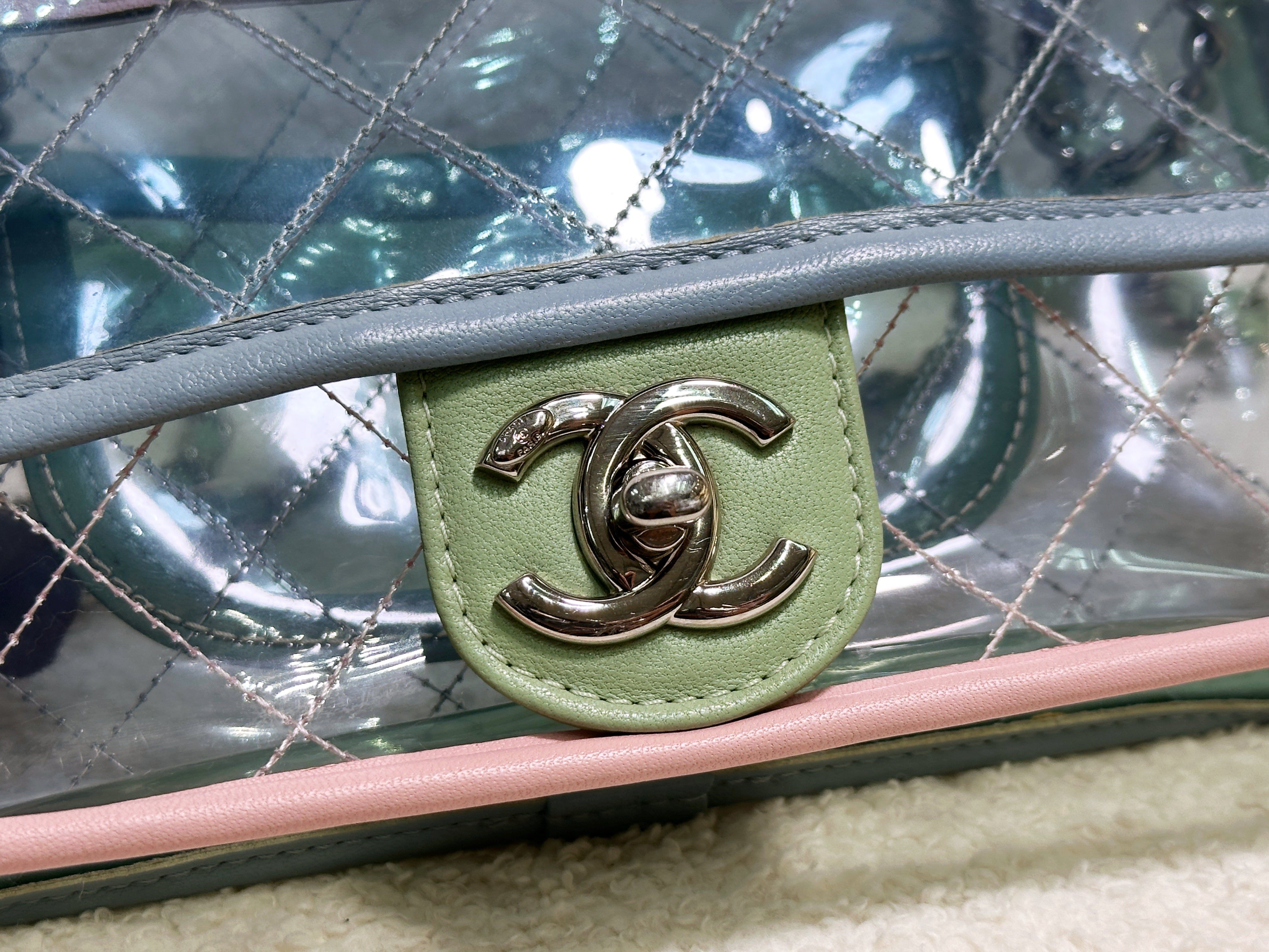 Chanel Coco Splash PVC Mini Flap Bag Blue/Pink/Green 25 holo