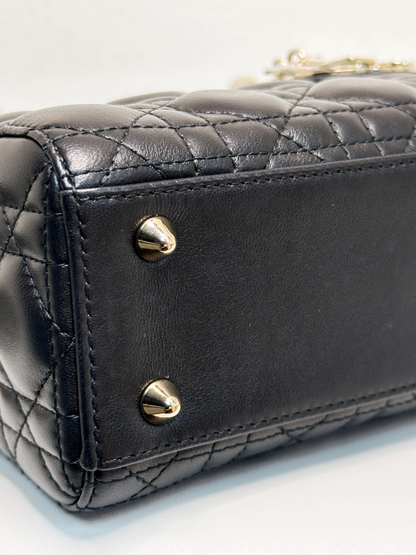 Christian Dior Small Cannage Lambskin My Lady Dior ABC Bag Black GHW