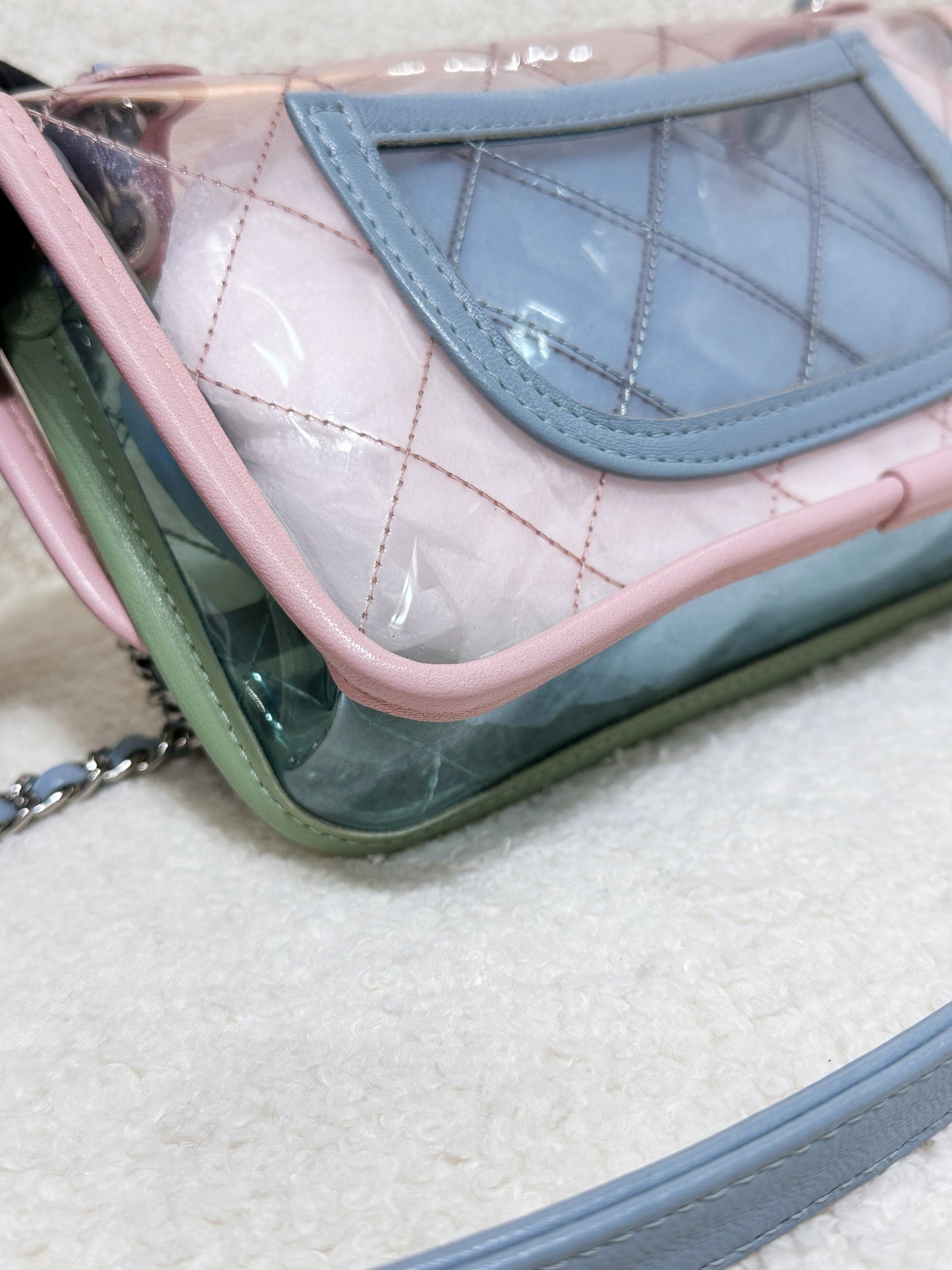 Chanel Coco Splash PVC Mini Flap Bag Pink/Green/Blue 2576 holo card