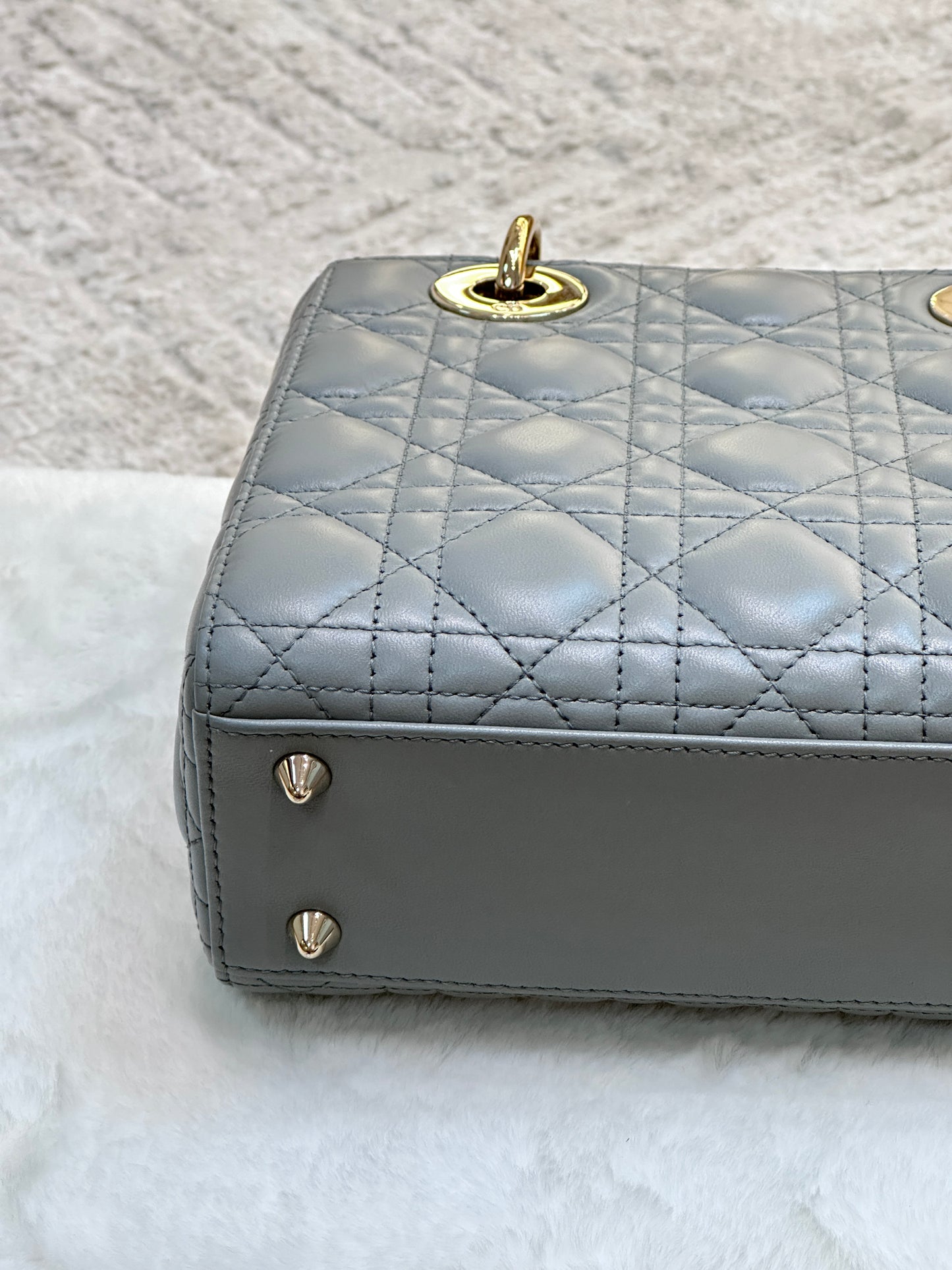 Dior Small Lady Dior My ABCDior Cannage Lambskin Gray