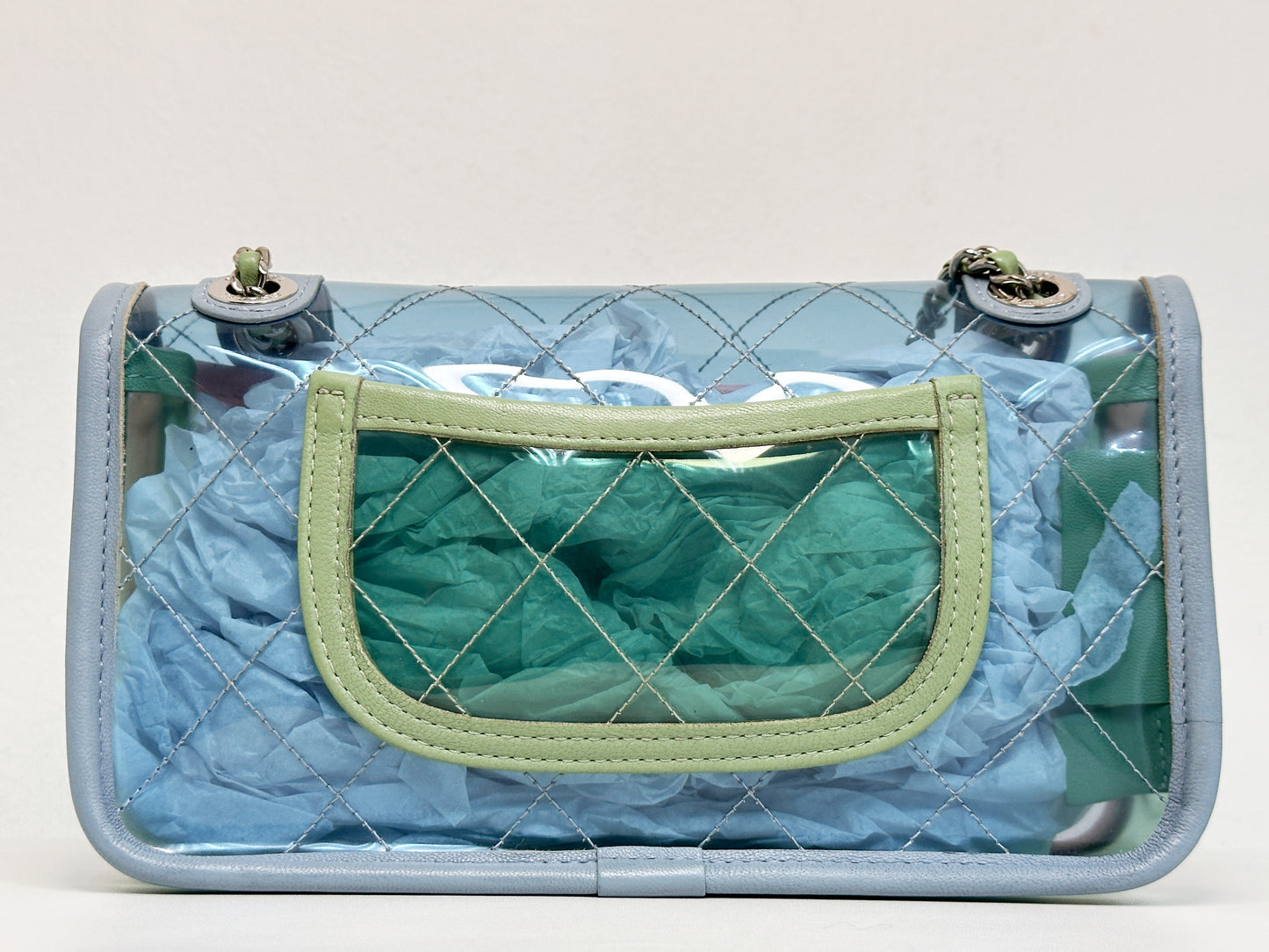 Chanel Coco Splash PVC Mini Flap Bag Blue/Pink/Green 2582 holo