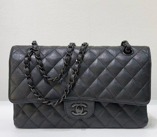 Chanel Medium Calfskin Classic So Black Double Flap Bag