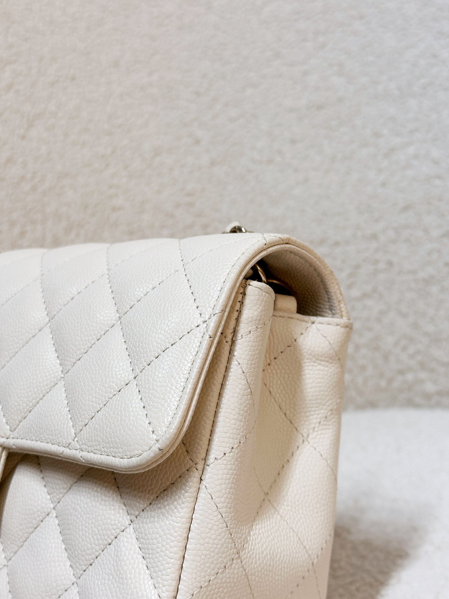 Chanel Mini Rectangular Classic Quilted Caviar Ivory 17C GHW 2383 holo card