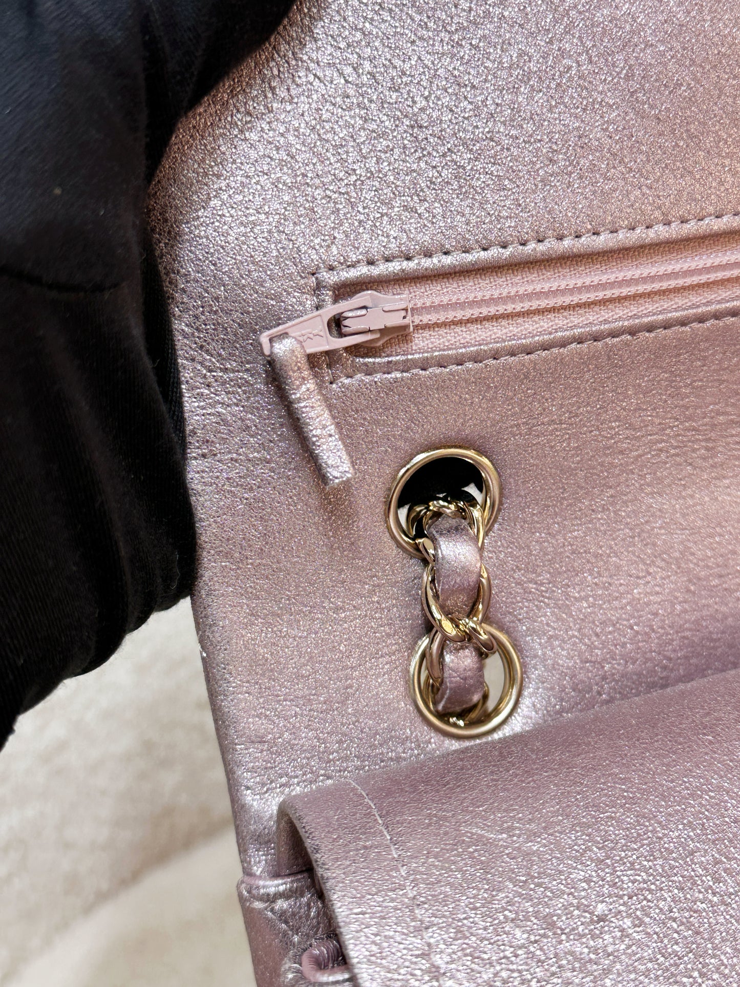 Chanel Classic Quilted Medium Double Flap Iridescent Pink (Calfskin)LGHW 1998 holo card