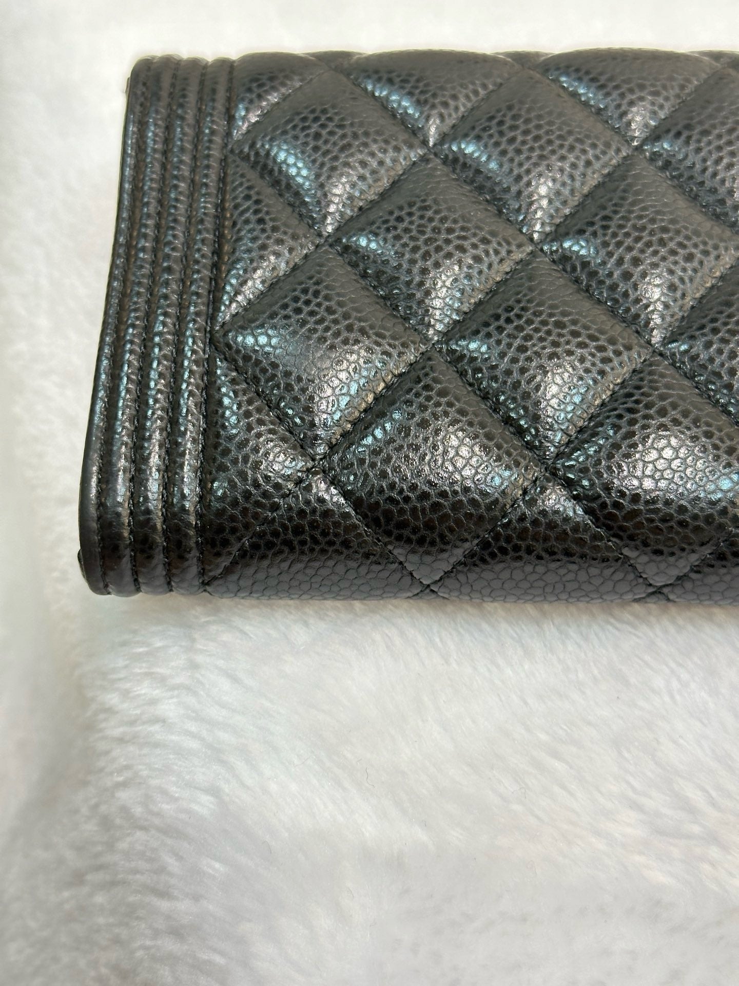 CHANEL LeBoy Flap Wallet Quilted Caviar Black