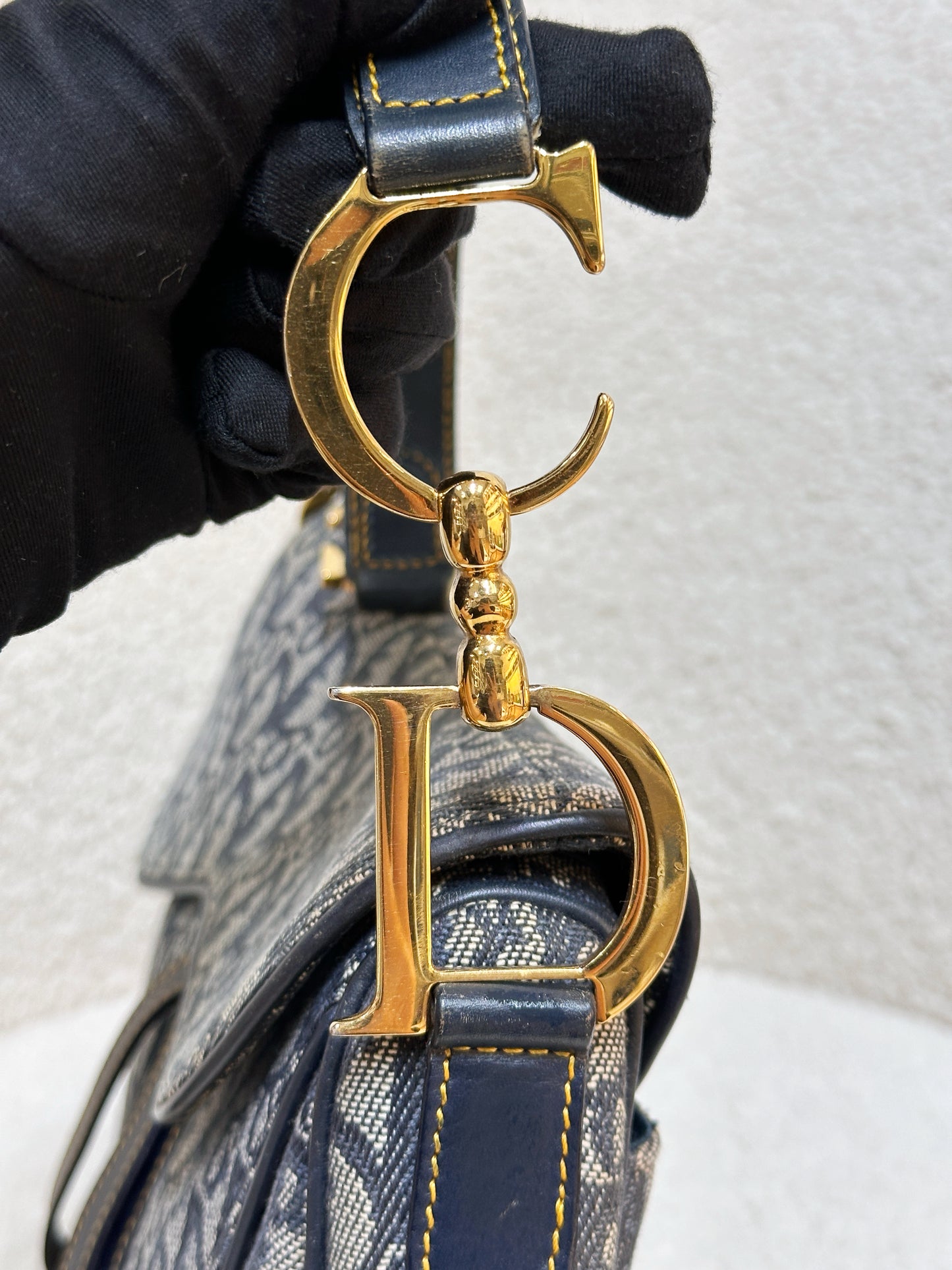 Christian Dior Double Saddle Canvas Navy blue 2001 year