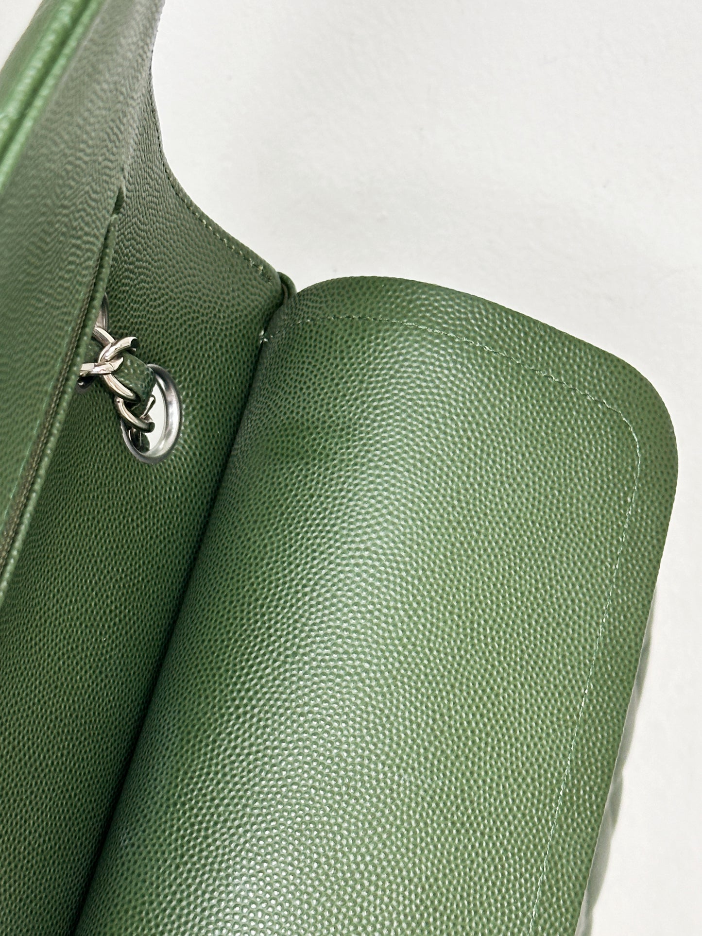 Chanel Medium Classic Quilted Double Flap Bag Green 2517 holo