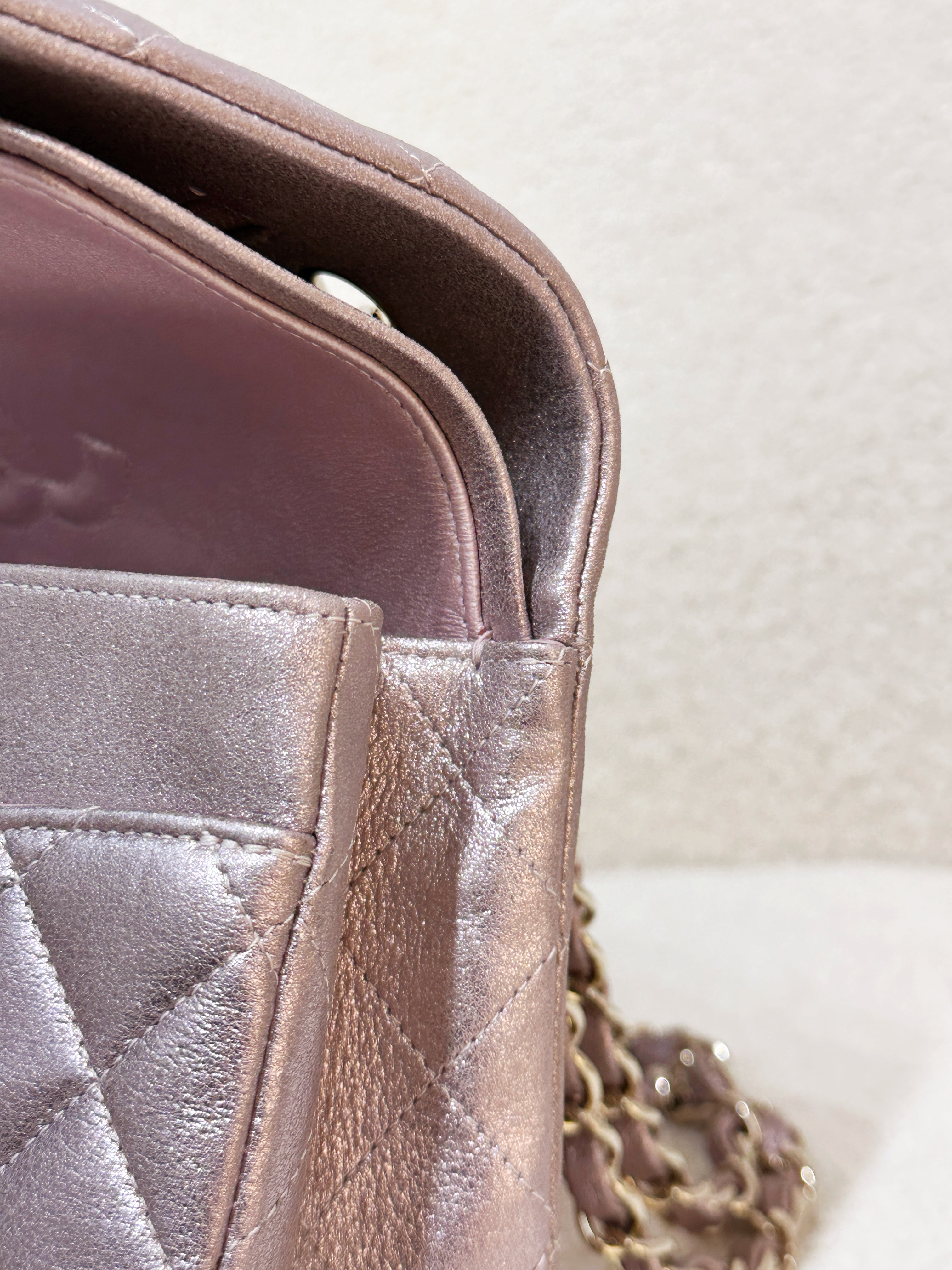 Chanel Classic Quilted Medium Double Flap Iridescent Pink (Calfskin)LGHW 1998 holo card