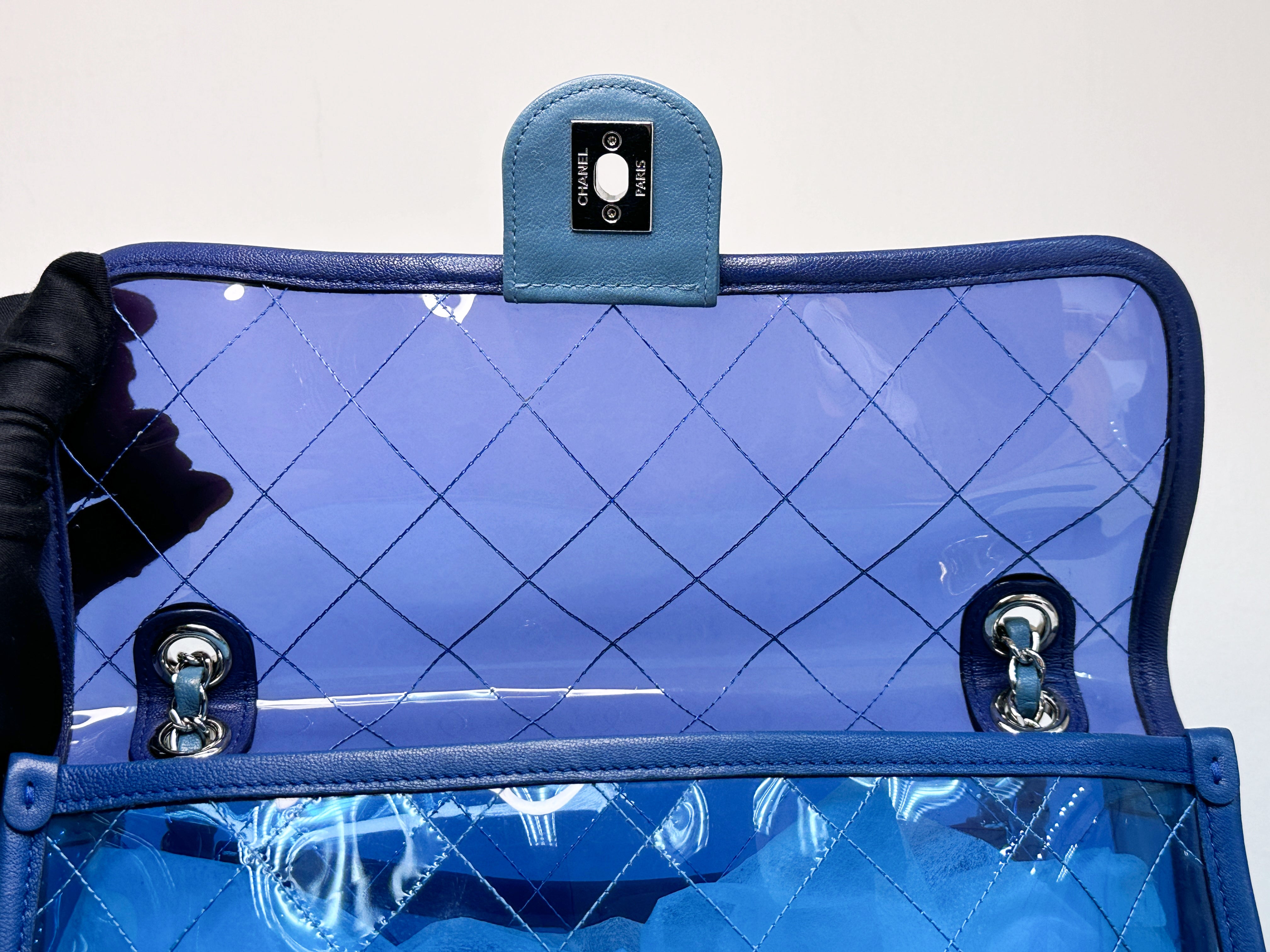 Chanel Blue Coco Splash PVC Medium Flap Bag 2583 holo