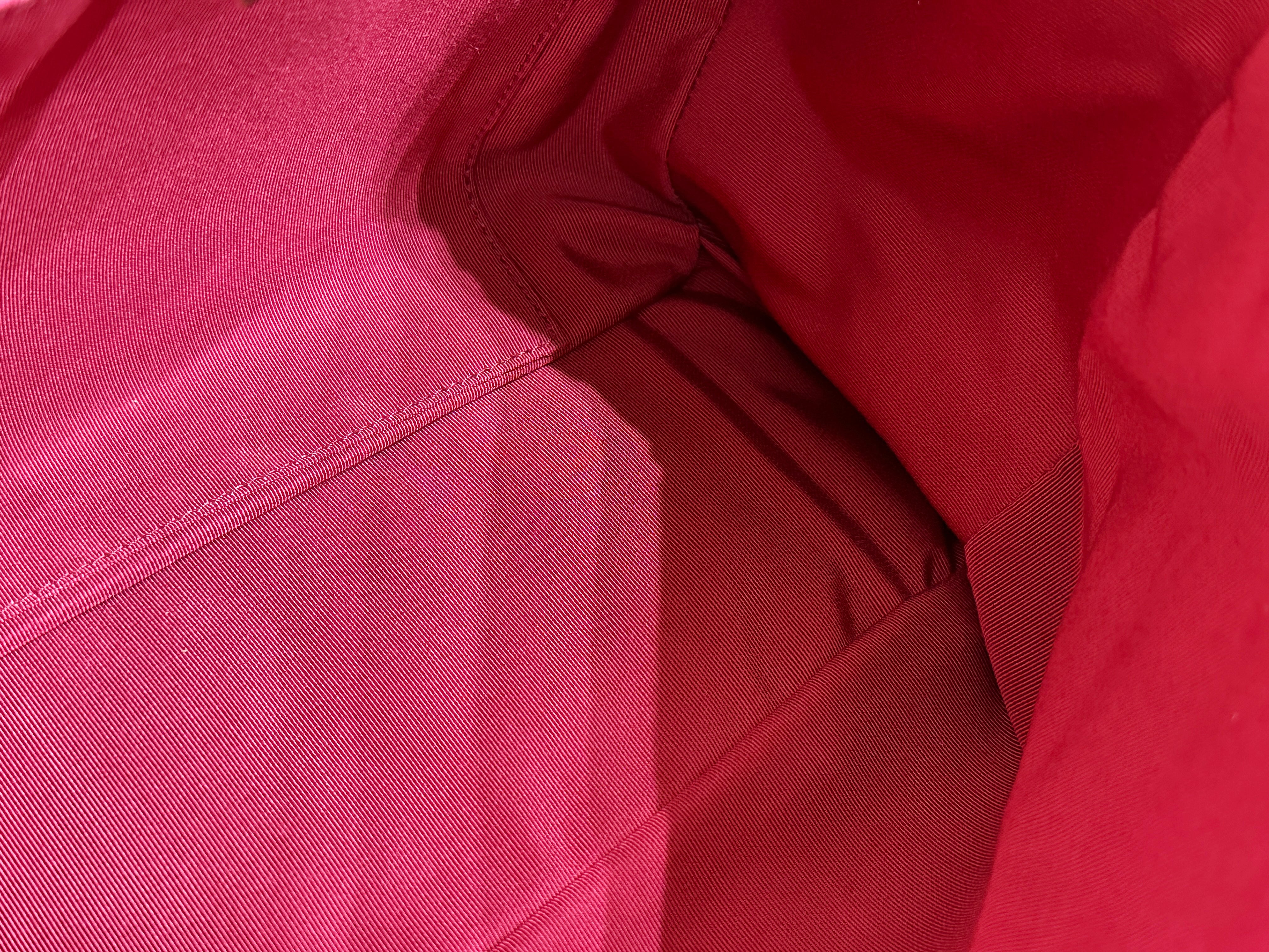 Chanel Red Grained Calfskin XL Small Travel Flap Bag Light Gold Hardware