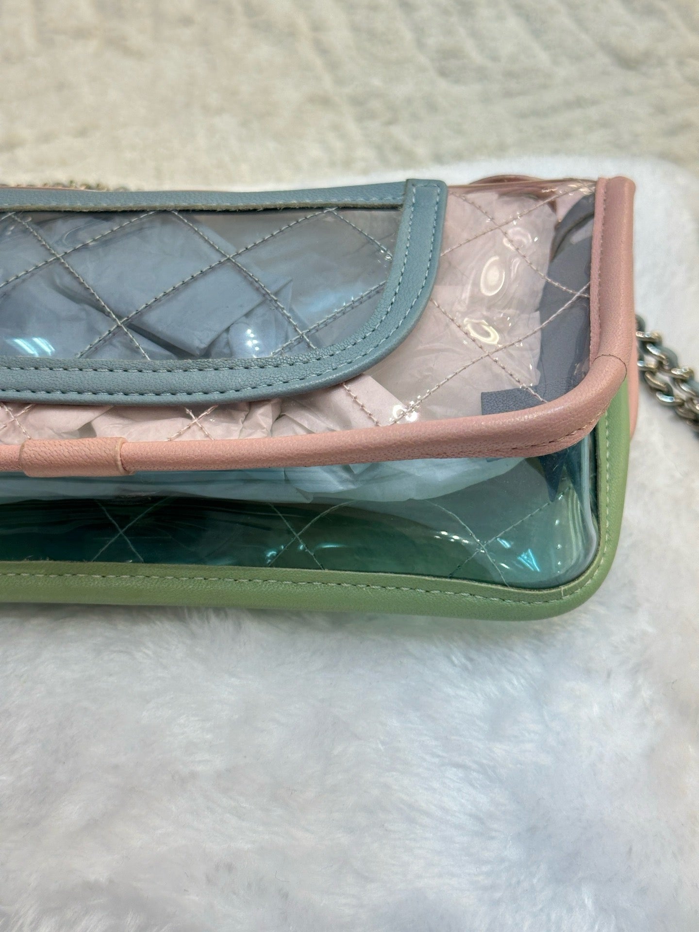 Chanel Mini Coco Splash PVC Flap Bag Pink/Green/Blue Silver Hardware