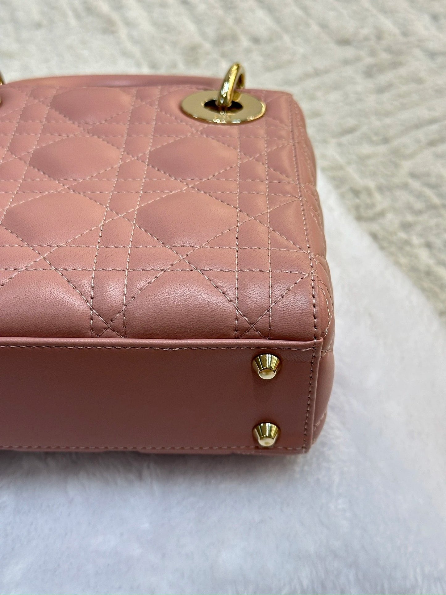 Christian Dior Mini Lambskin Cannage Lady Dior Pink GHW