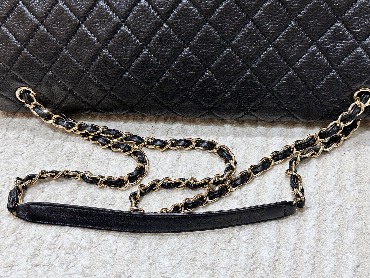 Chanel 2017 Calfskin Quilted XXL Travel Flap shoulder bag Black GHW 2354 holo card