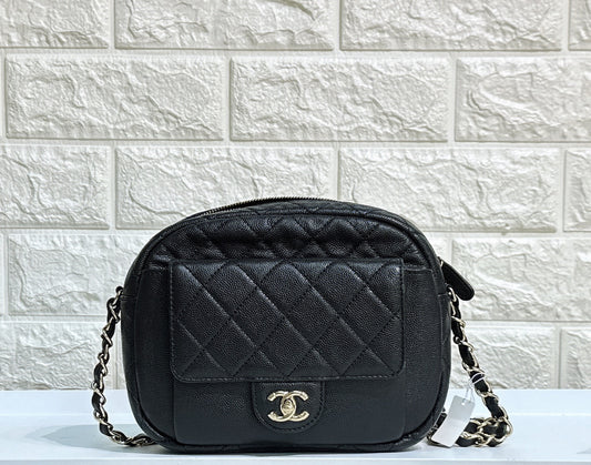 Chanel CC Day Camera Case Quilted Caviar Small Black