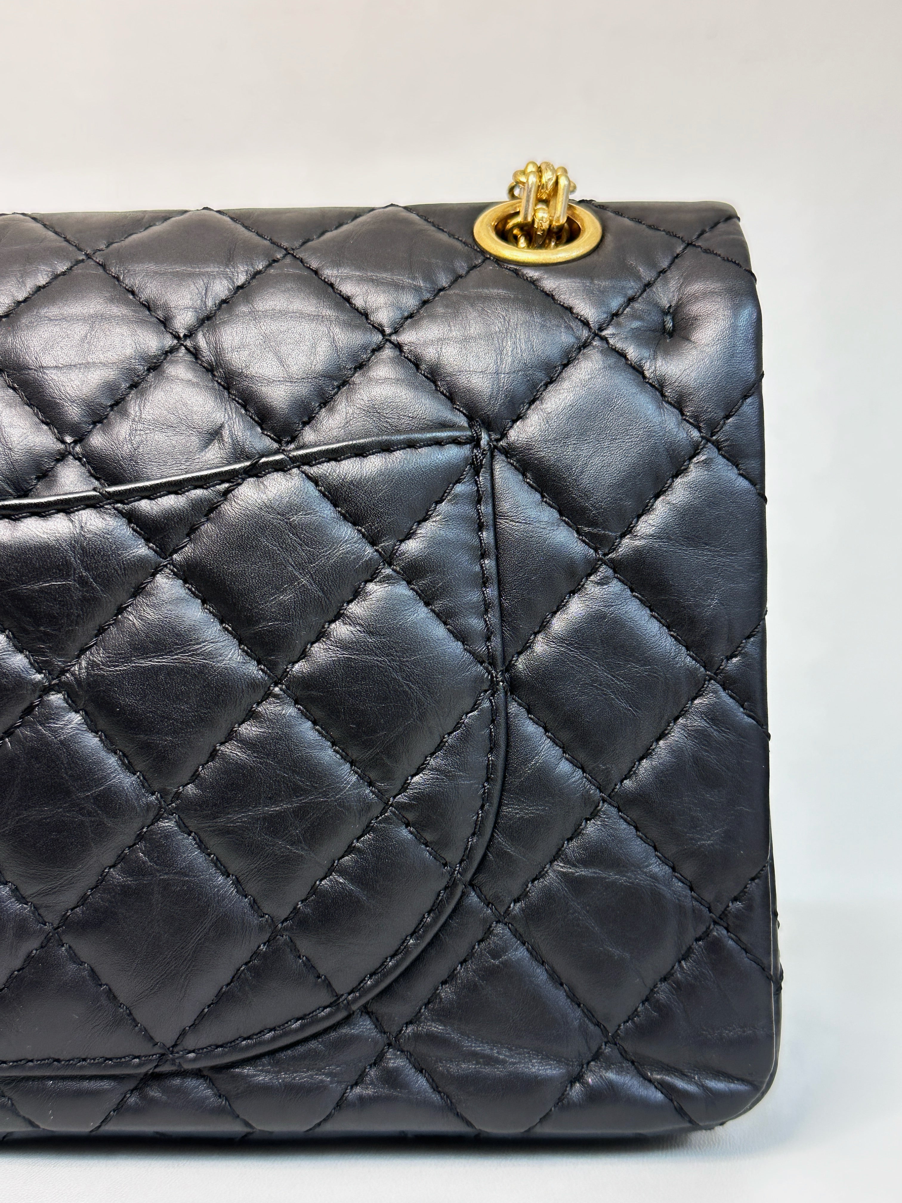 Chanel Small 2.55 Reissue Aged Calfskin Lucky Charms 225 Flap Black GHW