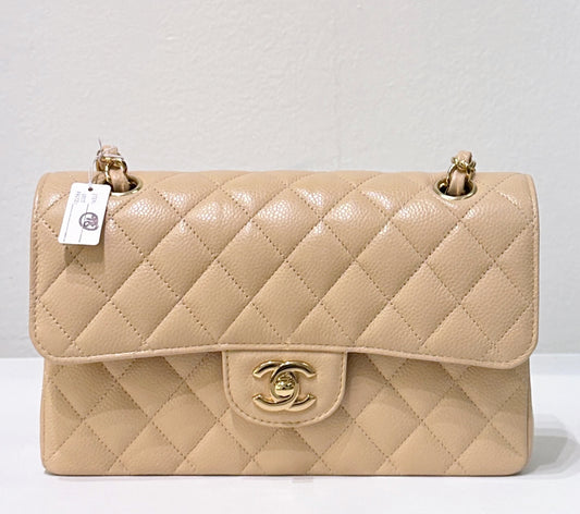 Chanel Classic Small Beige Caviar GHW